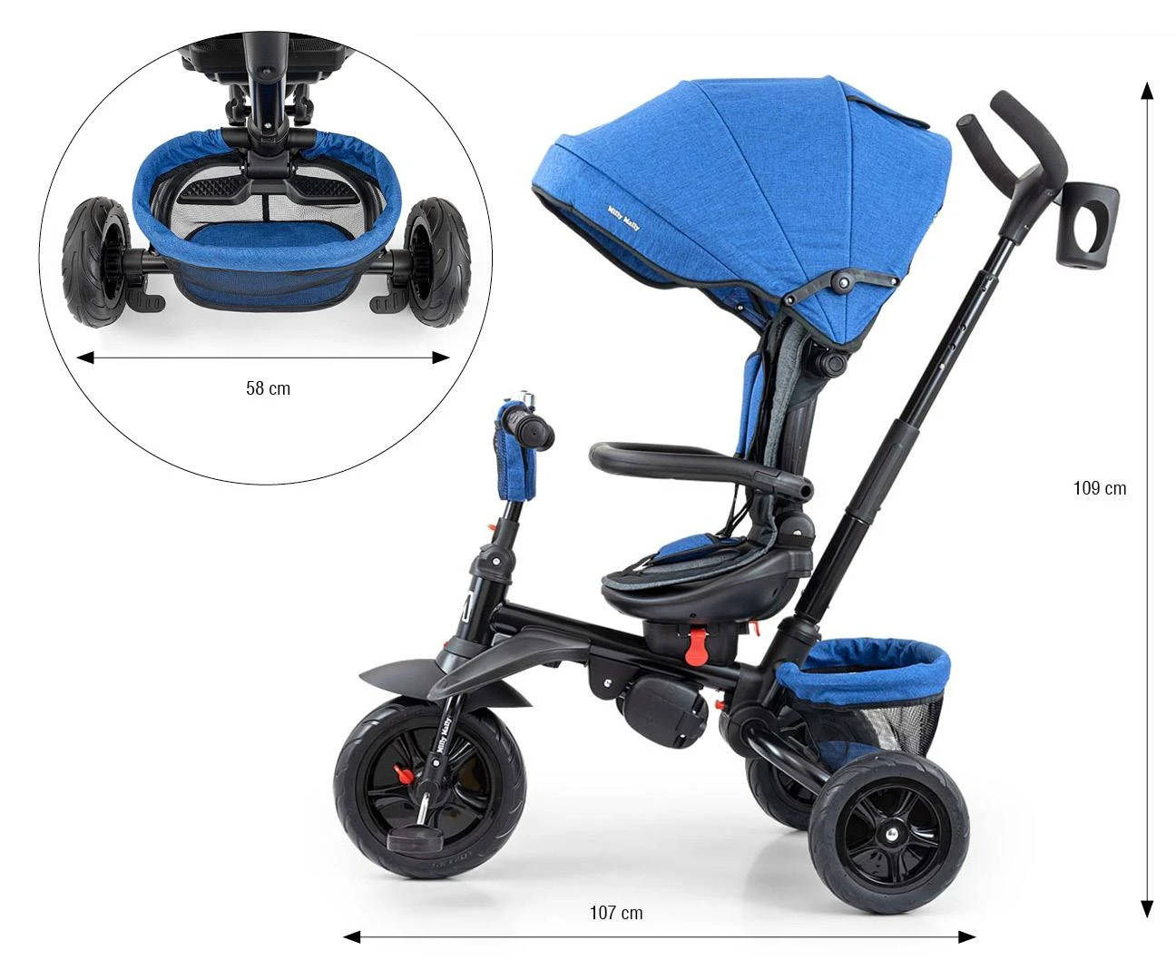 MILLY MALLY 5071 Stanley guminis tamsiai mėlynas triratis - juodas