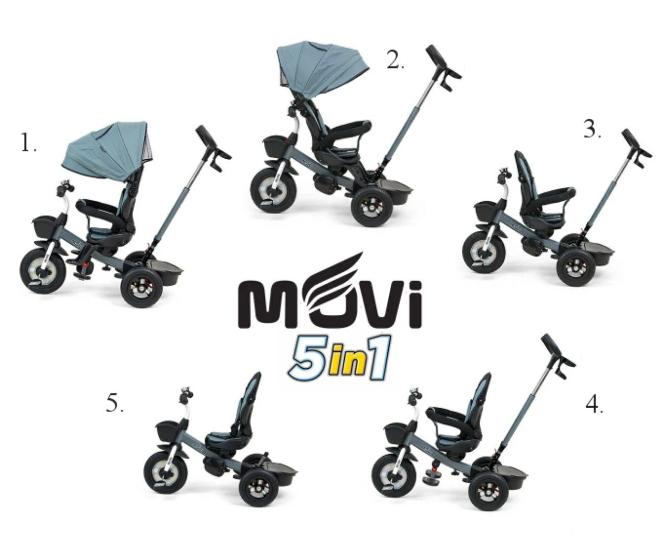 MILLY MALLY 2490 Triratis Movi pilkas 5in1