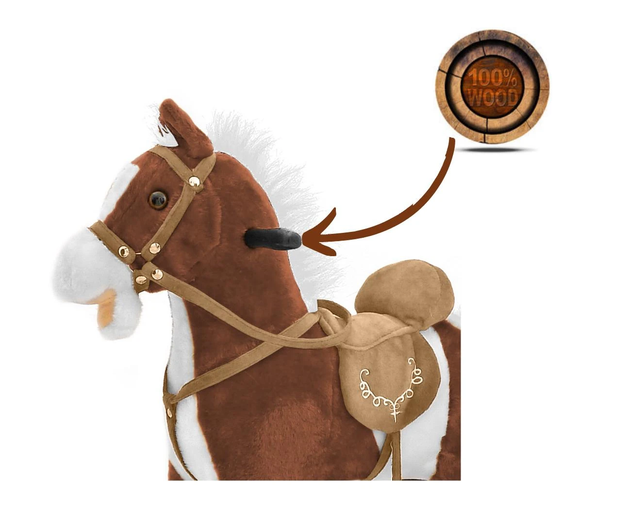 Supamasis žirgas su melodija Milly Mally Mustang tamsiai rudos spalvos
