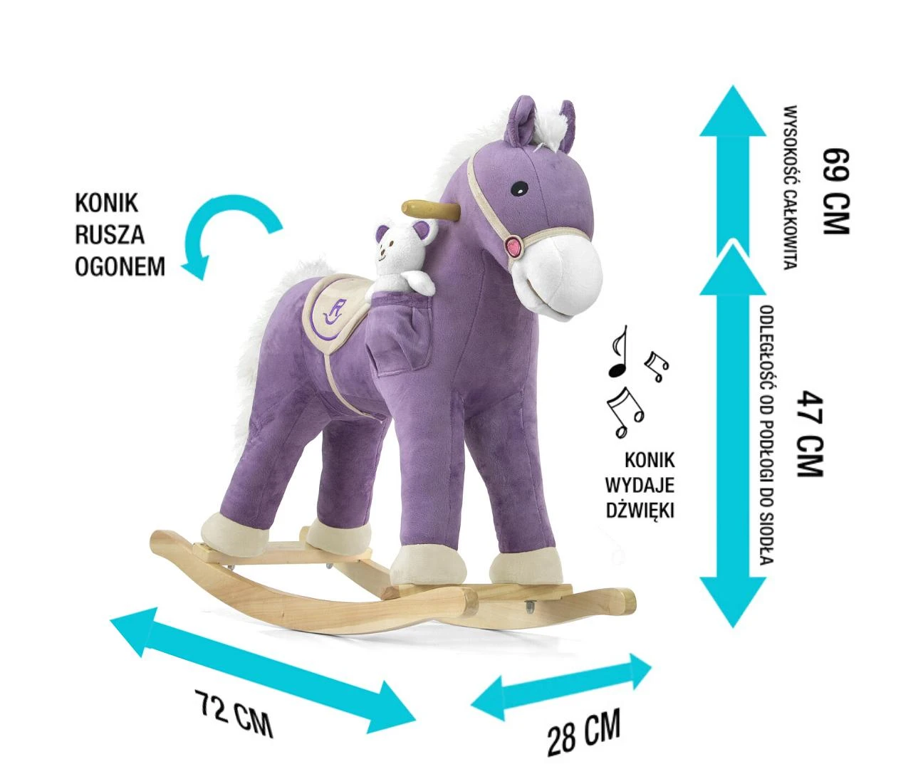 Supamas arkliukas su melodija Milly Mally Pony violetinis