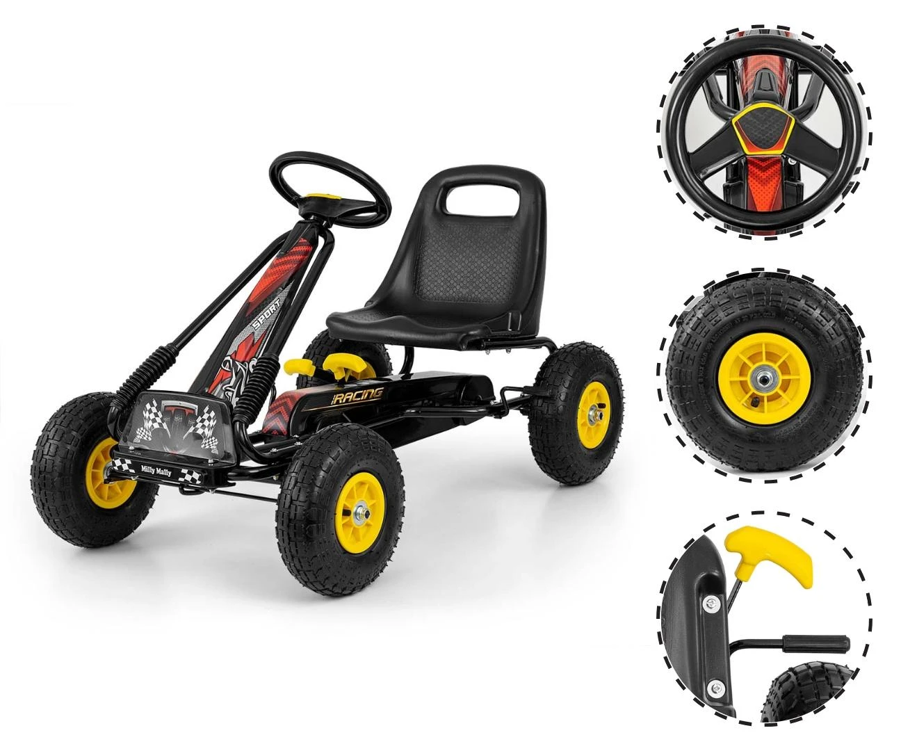 Milly Mally Thor juodas pedalinis gokartas