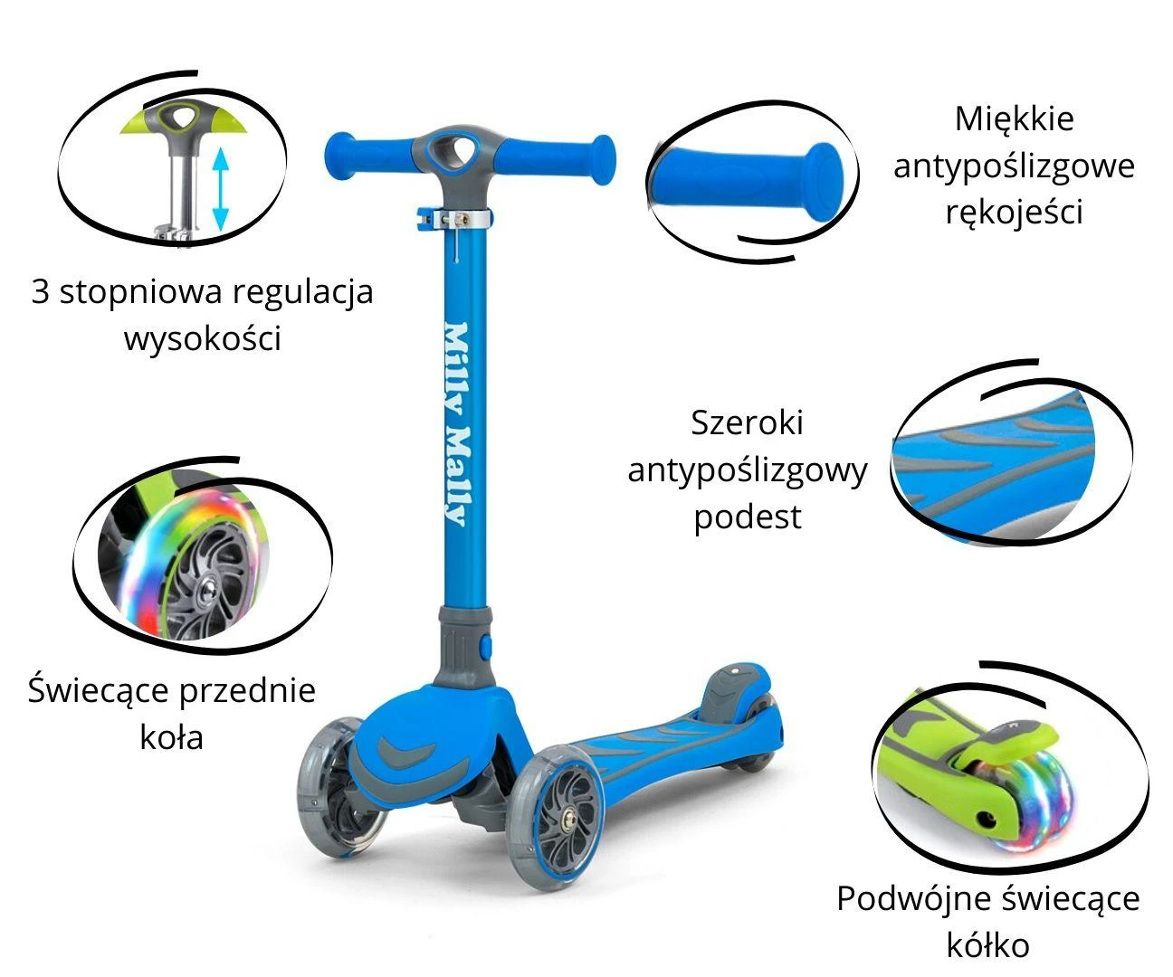 MILLY MALLY 3000 Motoroleris SCOOTER Boogie mėlynas