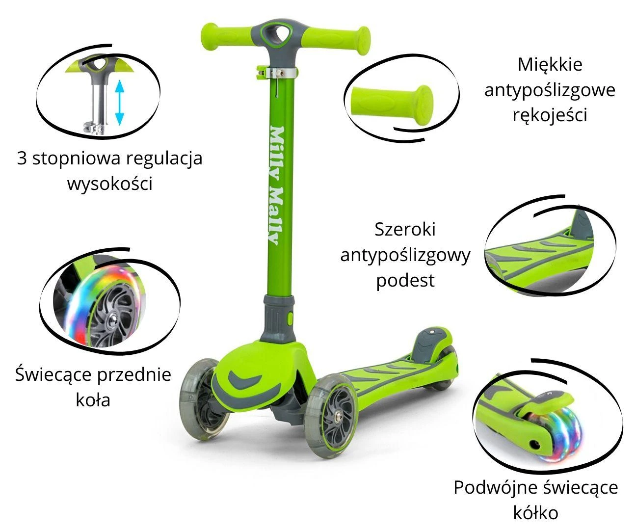 Milly Mally Scooter Boogie 5901761125429 Scooter, Žalias