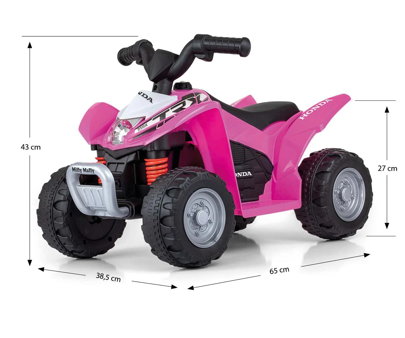 MILLY MALLY 4479 Akumuliatorinė transporto priemonė keturračio HONDA keturračio rožinė