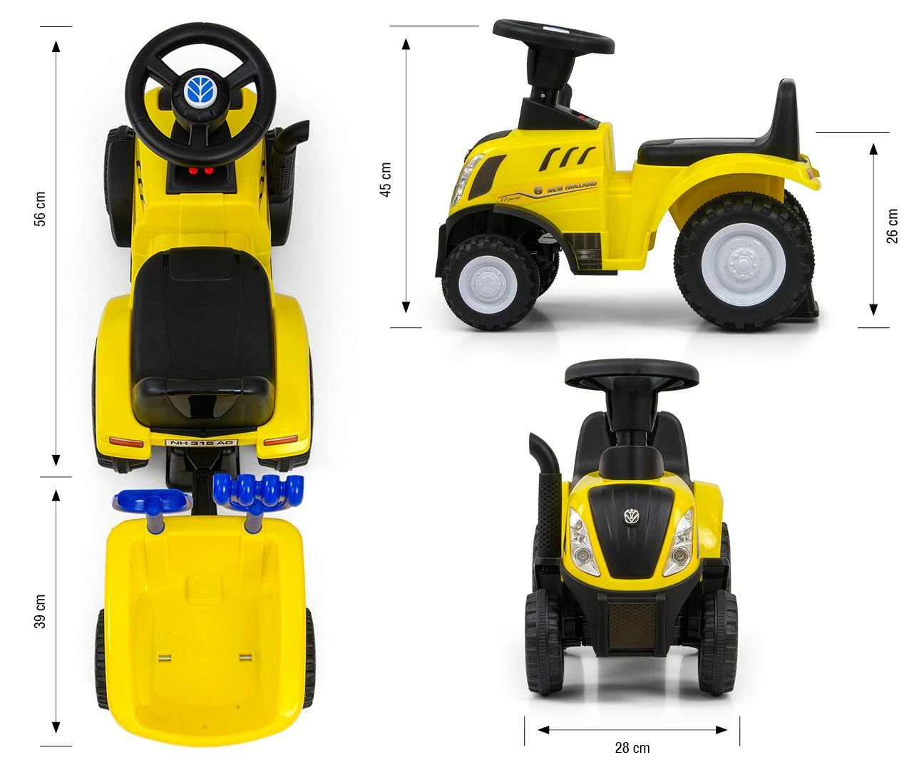 Milly Mally NEW HOLLAND 3902 transporto priemonė T7 traktorius geltonas