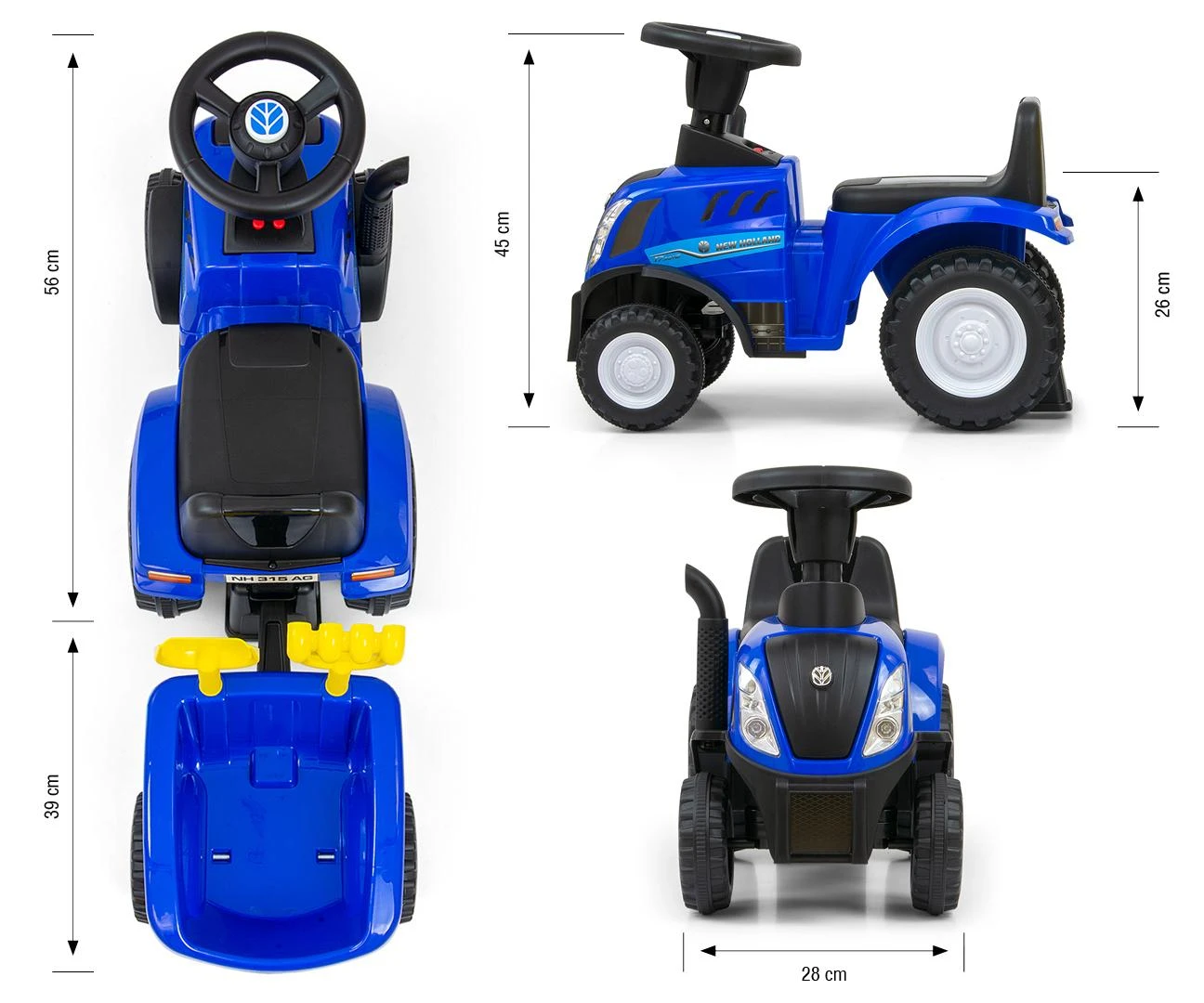 Milly Mally Jeździk Vežimėlis „New Holland T7“ traktorius, mėlynas
