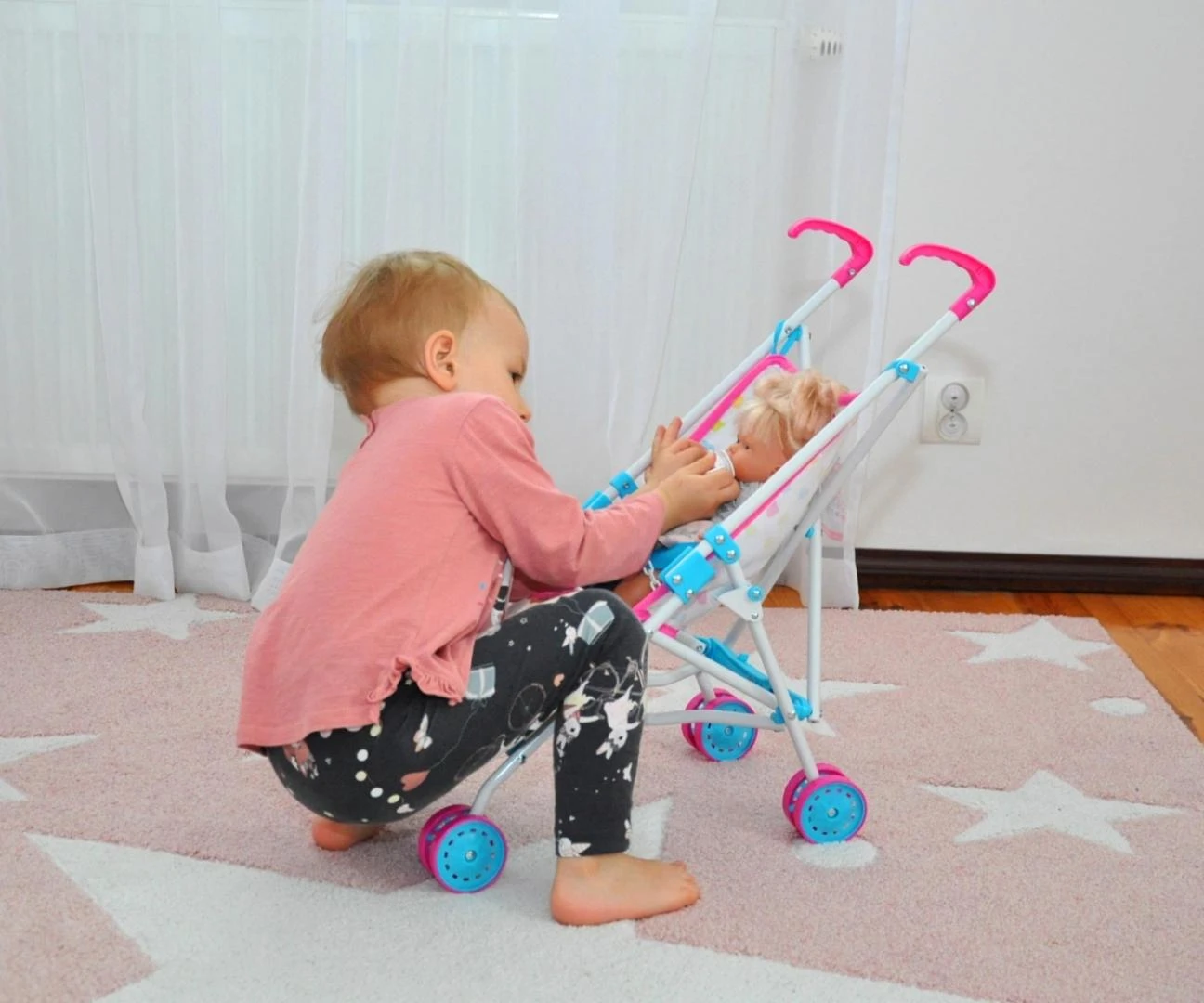 Milly Mally Julia lėlių vežimėlis, rožinės/mėlynos spalvos