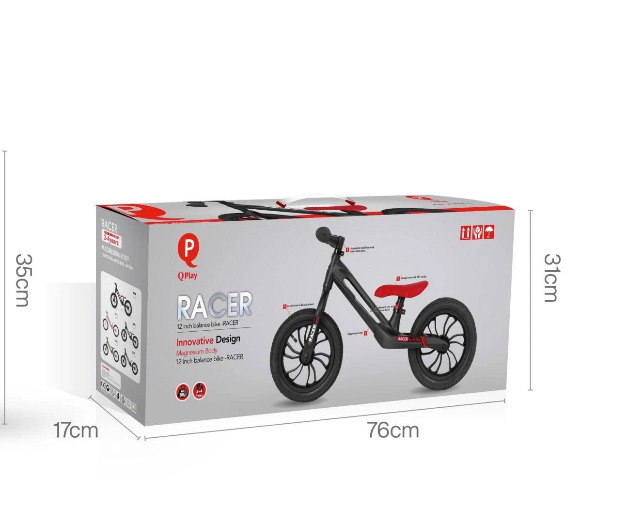 MILLY MALLY 3866 Qplay Racer balansinis dviratis juodas