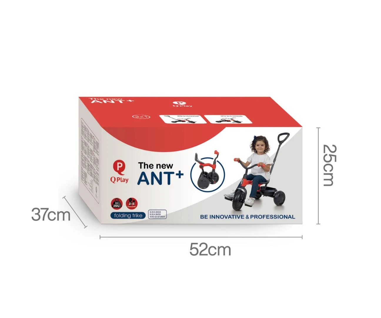 Triratis Qplay Ant Plus, raudonas