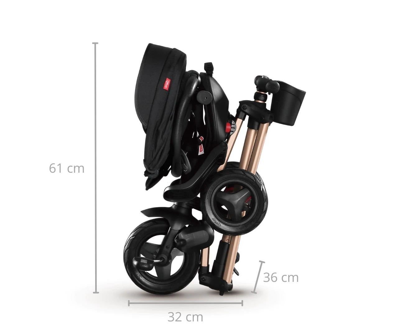 Triratukas Qplay Nova+ Rubber Golden, juodos ir aukso spalvos