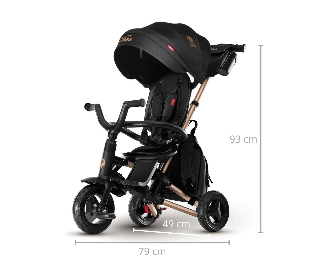 Triratukas Qplay Nova+ Rubber Golden, juodos ir aukso spalvos