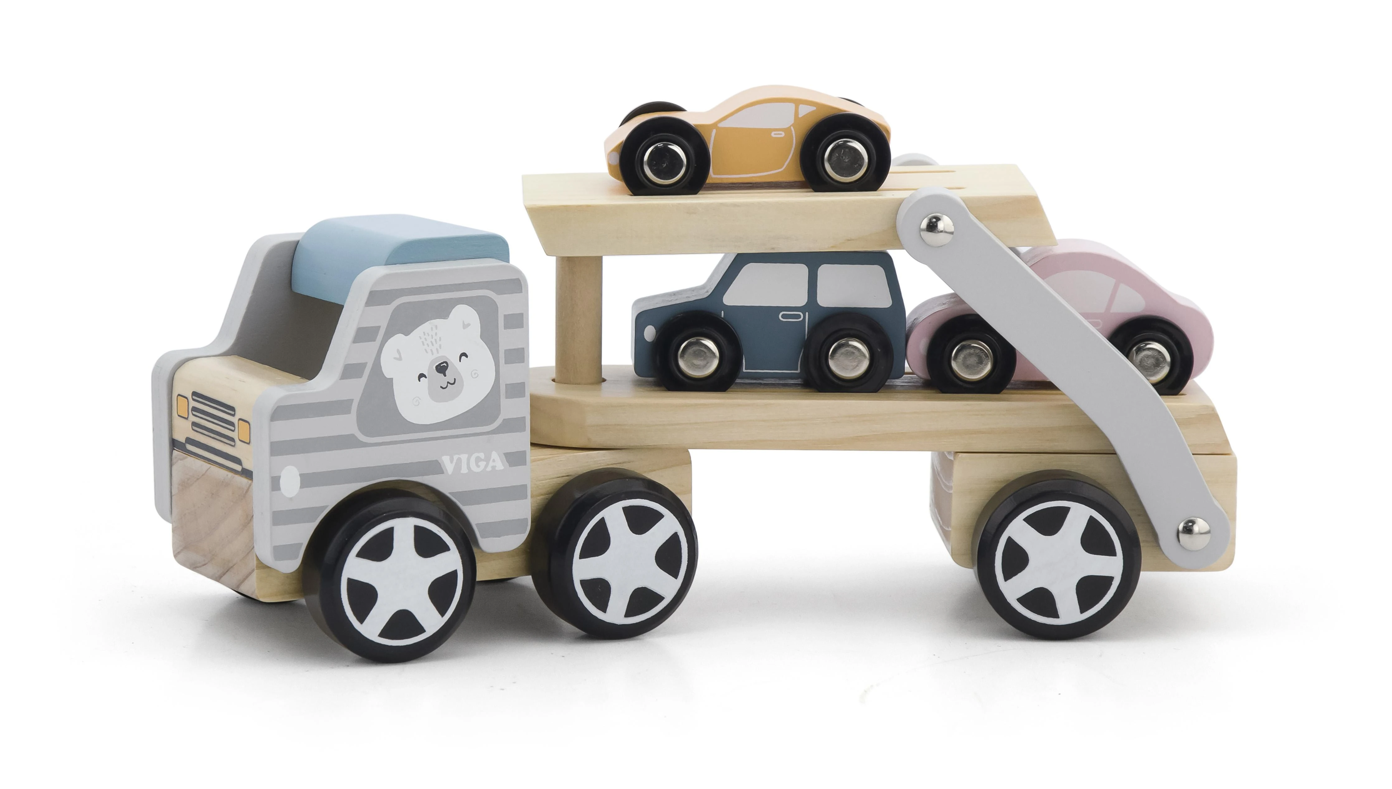 VIGA Medinė automobilių pervežimo priemonė su automobiliukais