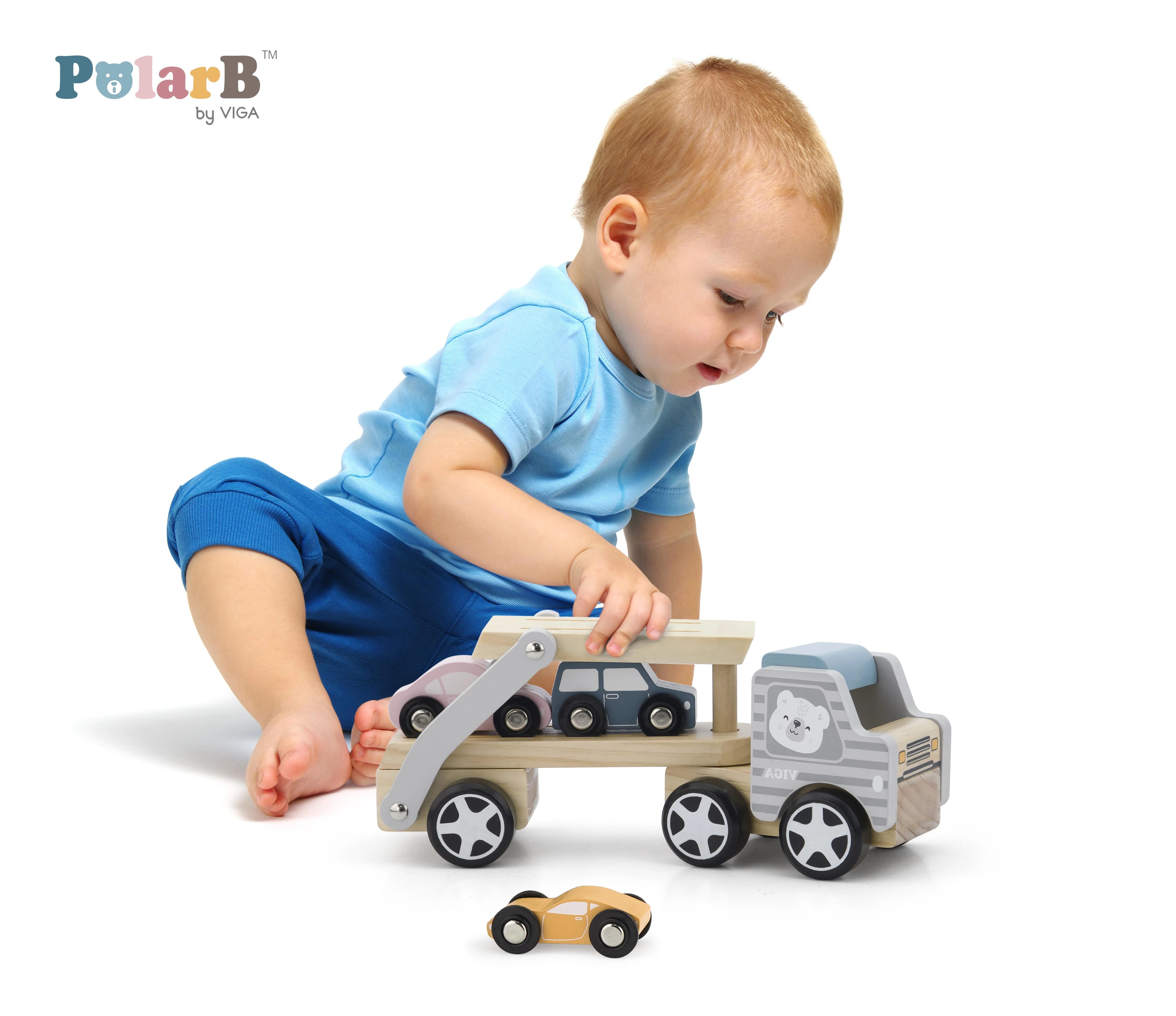 VIGA Medinė automobilių pervežimo priemonė su automobiliukais