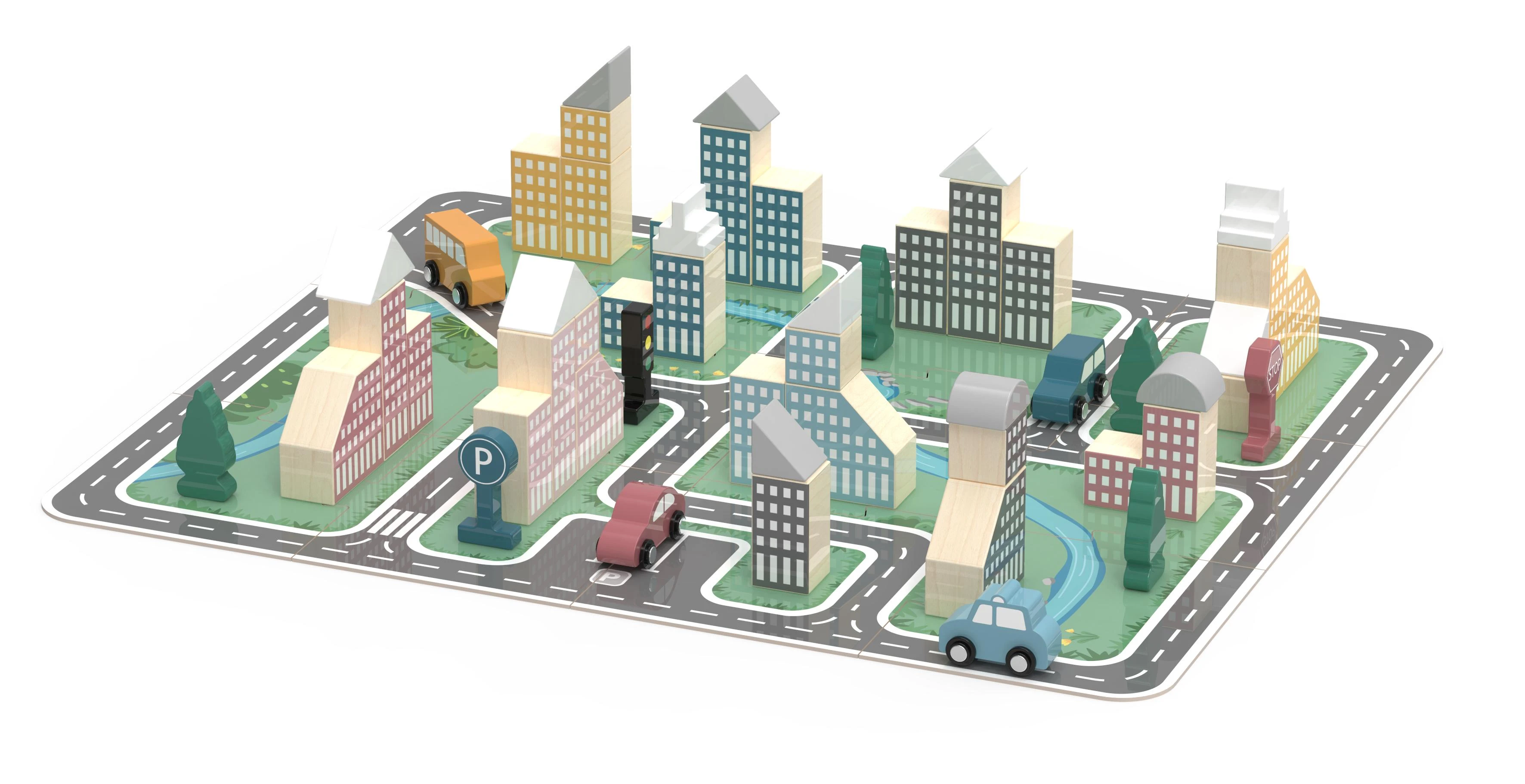 Viga Toys „Viga Polarb“ medinis tyčiojimasis su „Blocks City 56 EL“.