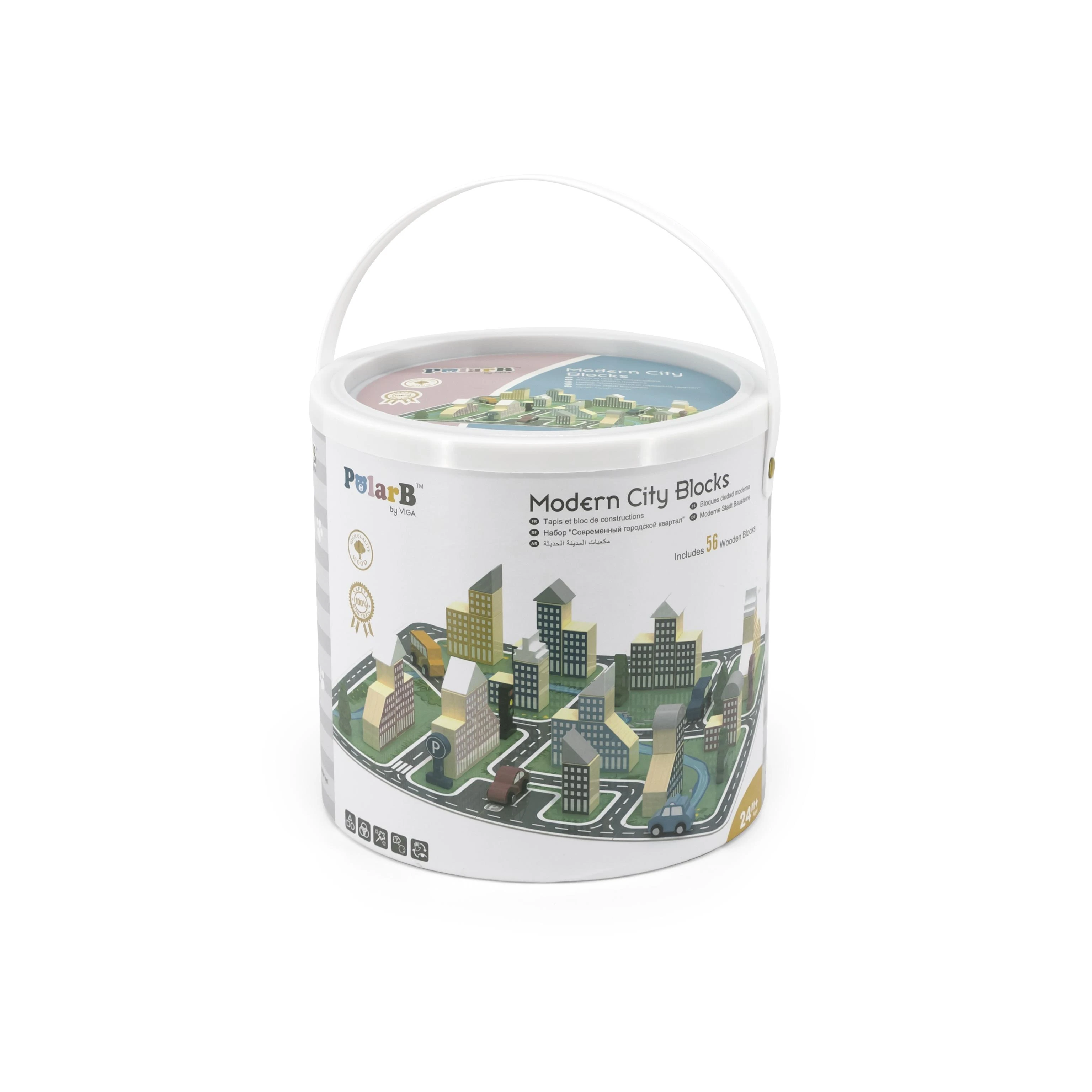Viga Toys „Viga Polarb“ medinis tyčiojimasis su „Blocks City 56 EL“.