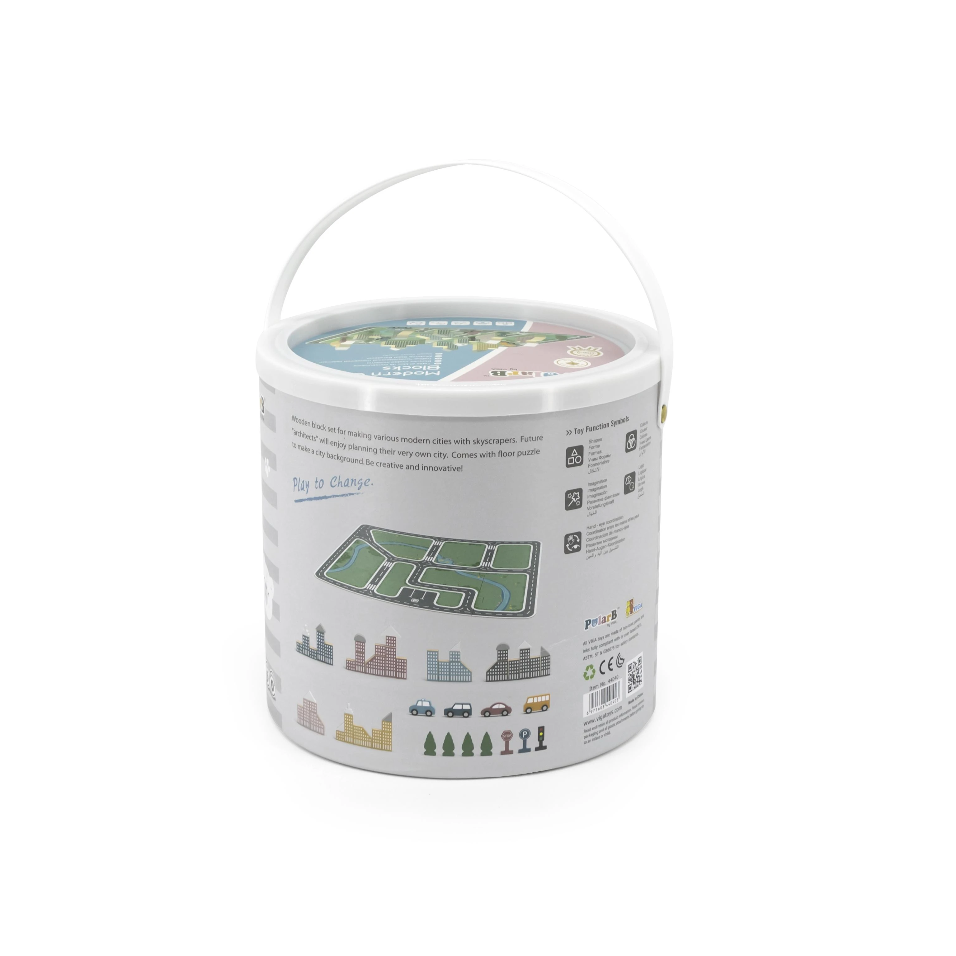 Viga Toys „Viga Polarb“ medinis tyčiojimasis su „Blocks City 56 EL“.