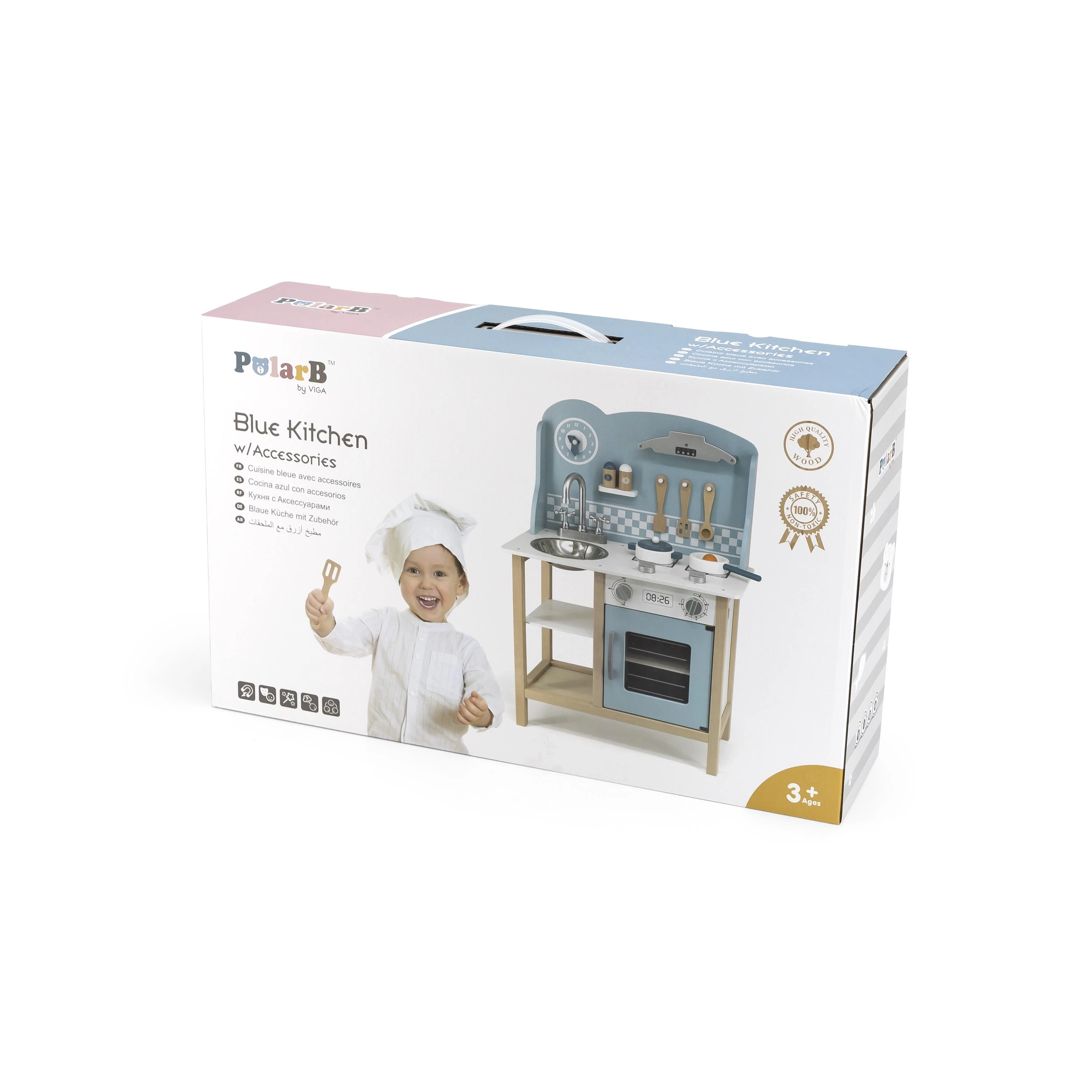 Viga Toys Medinė virtuvėlė Sidabrinis-Mėlyna VIGA PolarB