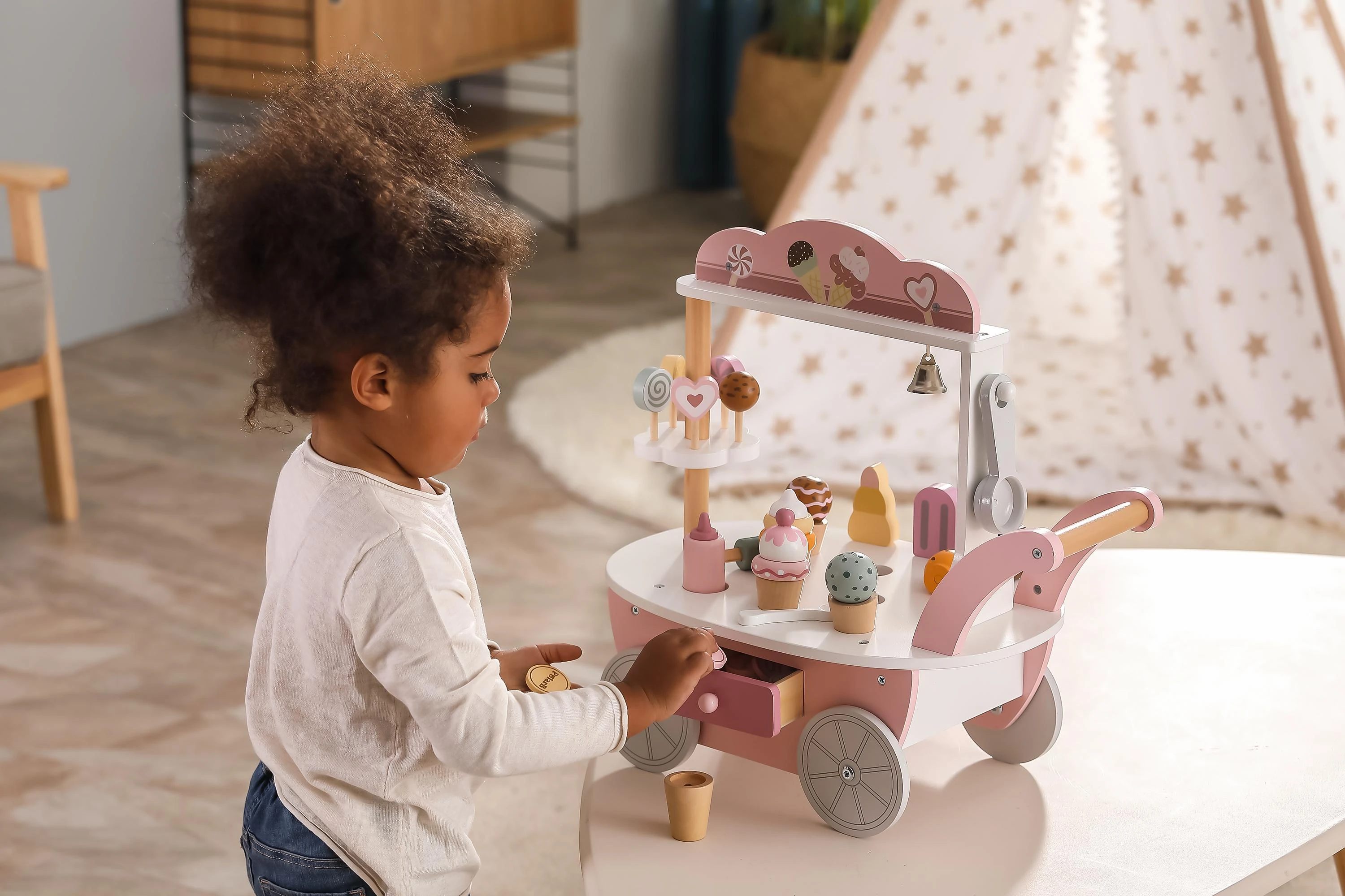Viga Toys VIGA Cukraninė Lodziarnia 3w1 - Pasiruošęs žaisti su saldumynais