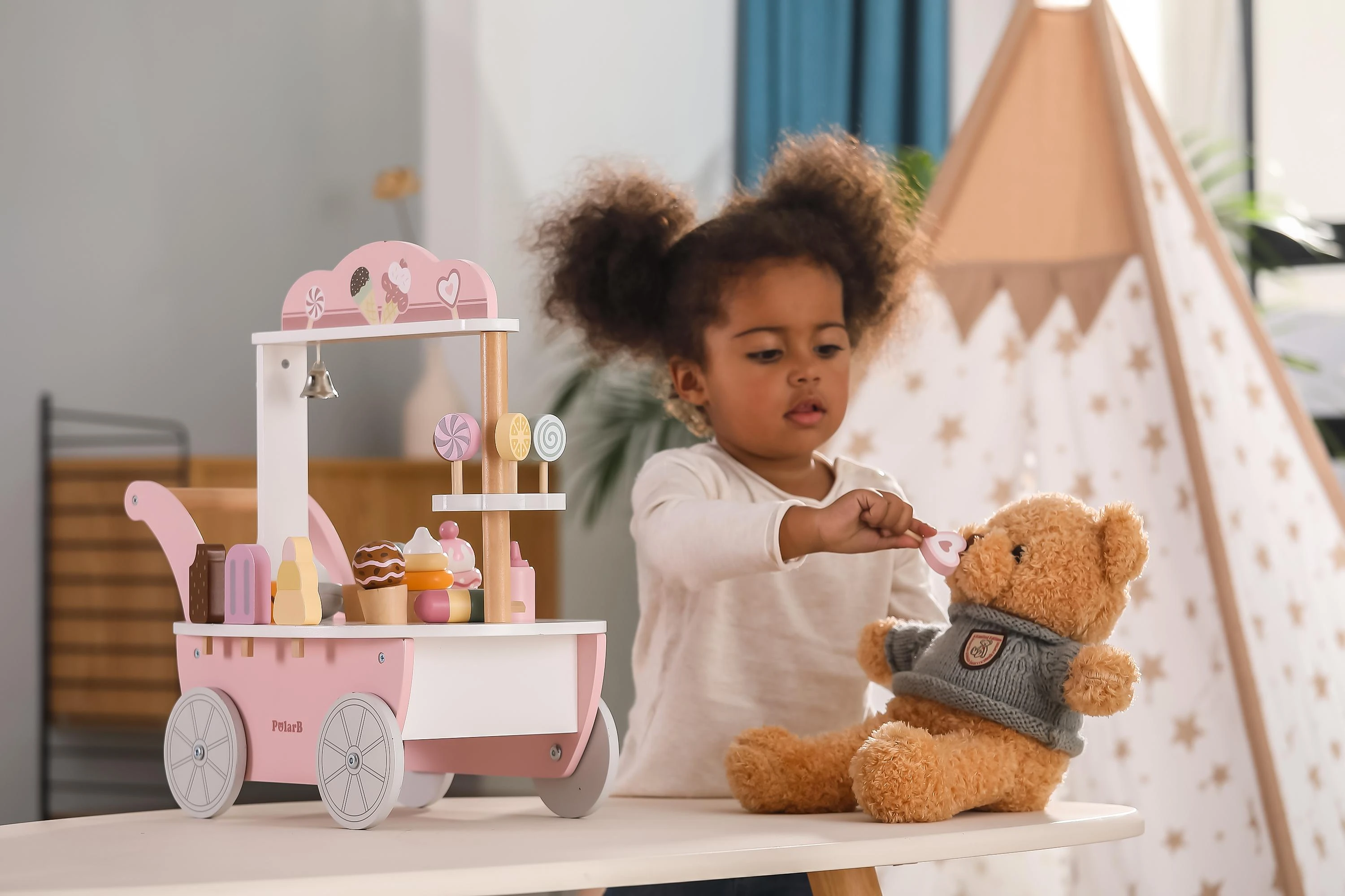 Viga Toys VIGA Cukraninė Lodziarnia 3w1 - Pasiruošęs žaisti su saldumynais