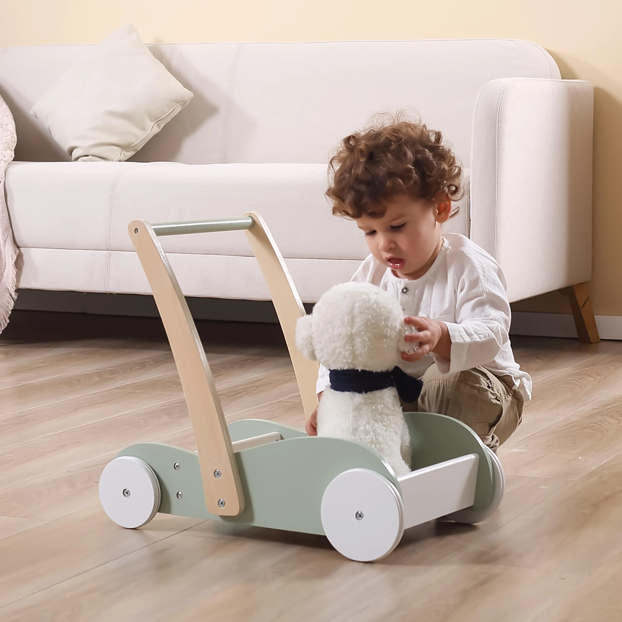 „Viga Polarb“ medinis vežimėlis 2in1 Pusher Walker