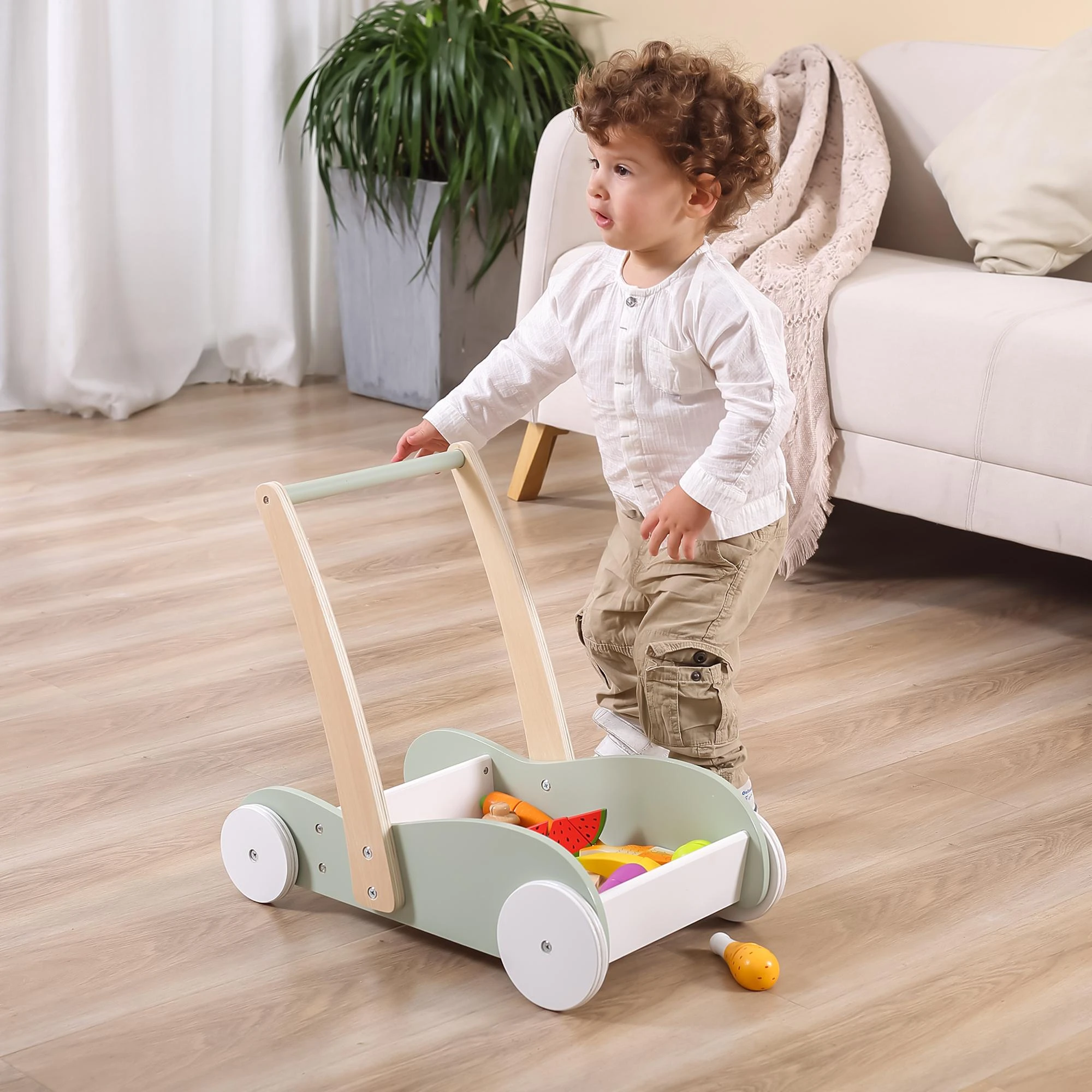 „Viga Polarb“ medinis vežimėlis 2in1 Pusher Walker