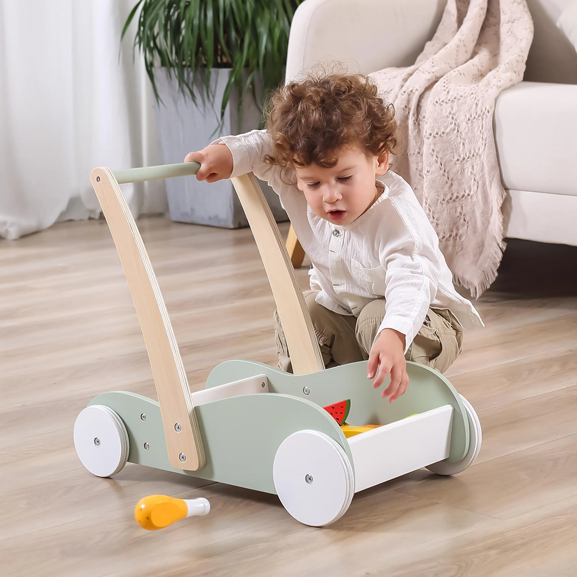 „Viga Polarb“ medinis vežimėlis 2in1 Pusher Walker