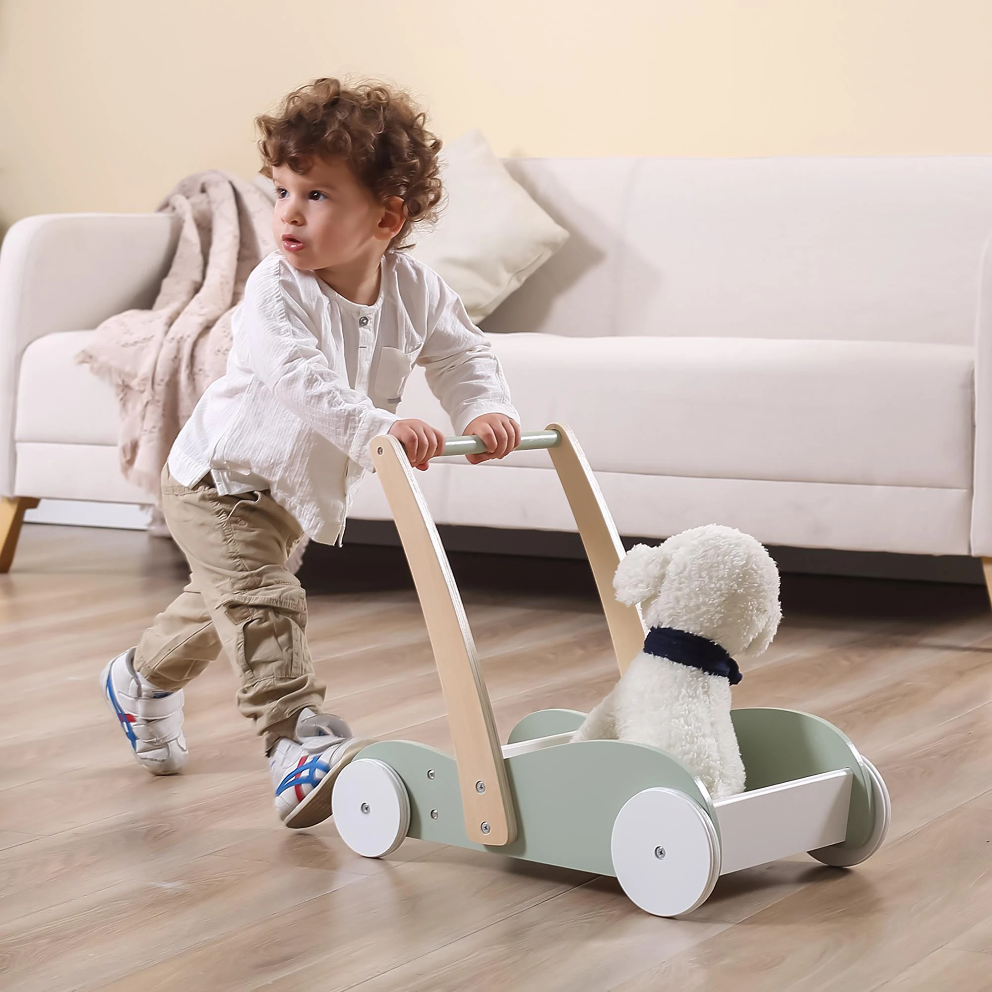 „Viga Polarb“ medinis vežimėlis 2in1 Pusher Walker