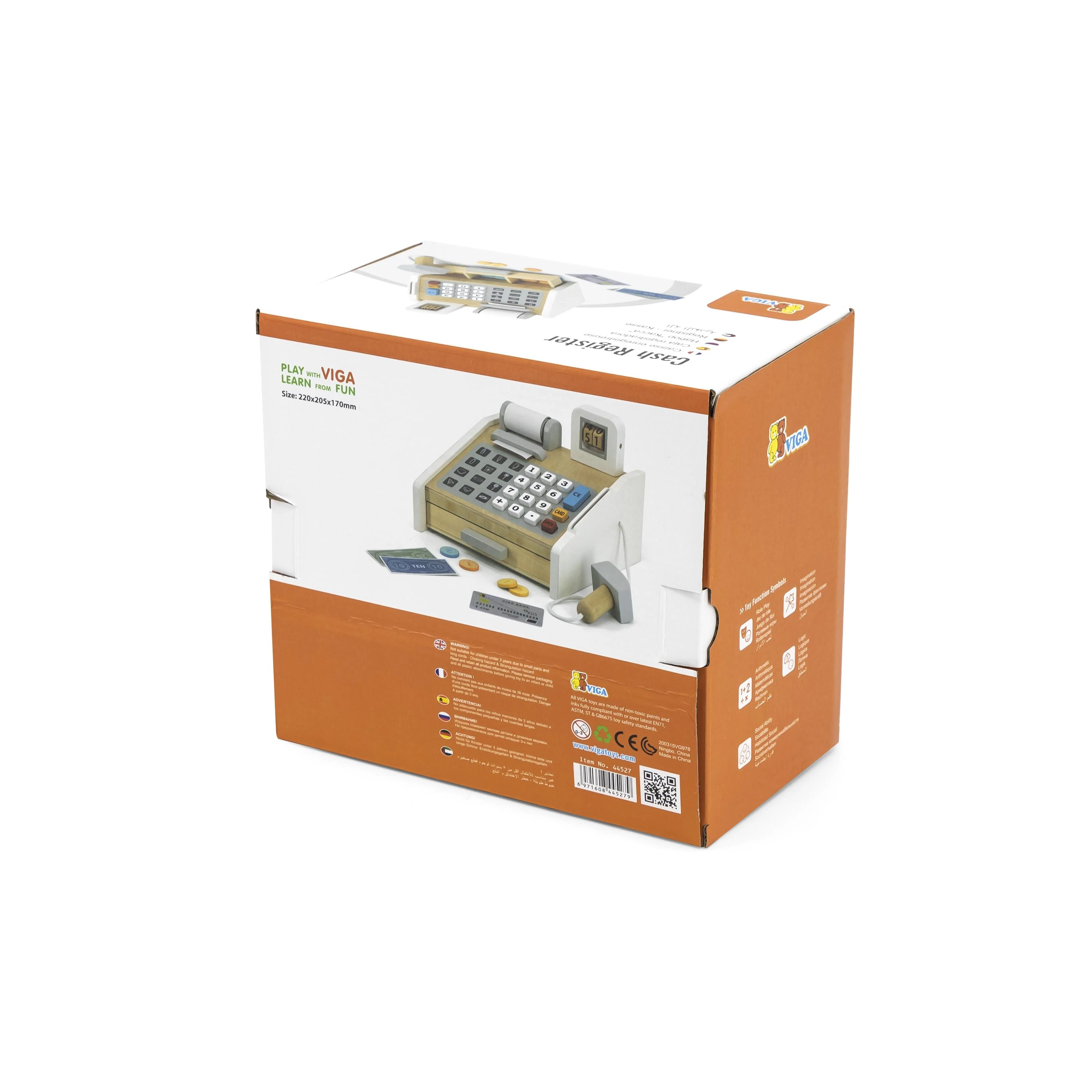 Viga Toys VIGA Medinė kasa parduotuvė pilkai balta
