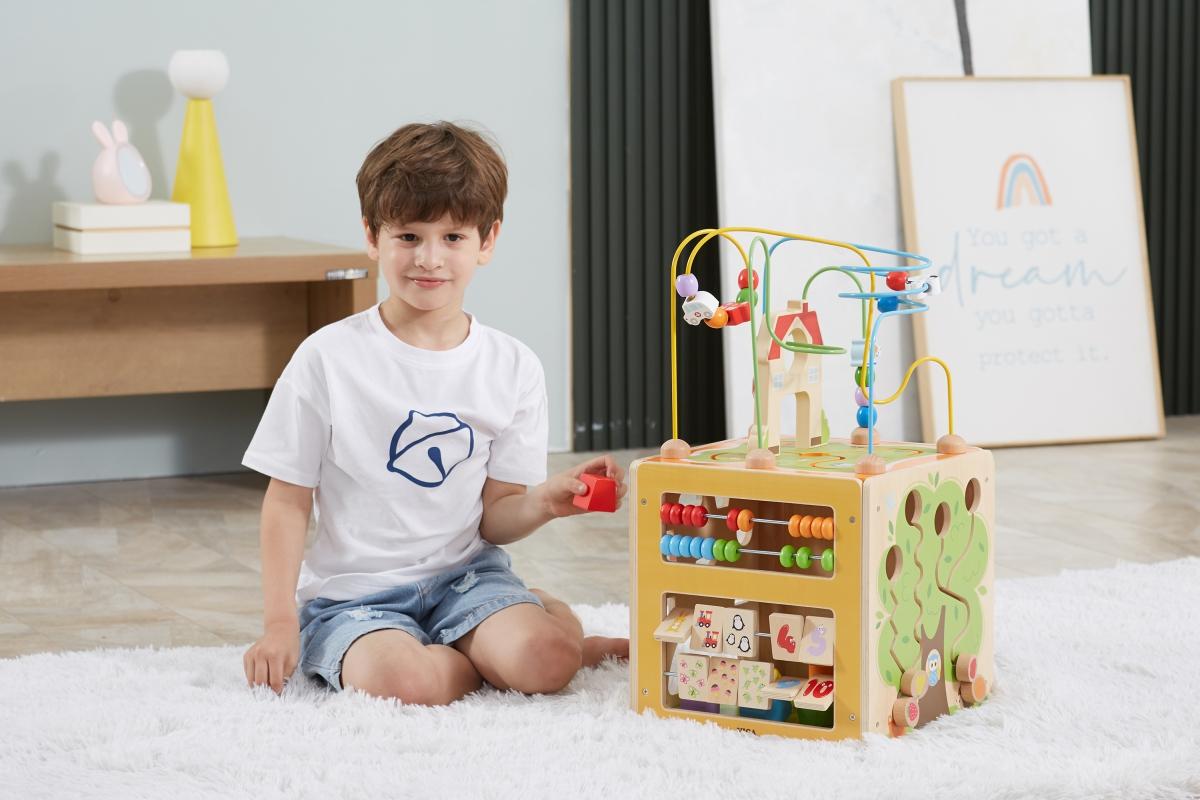 „Viga“ veiklos dėžutė Medinių mokomųjų žaidimų centras 5in1 Kostka