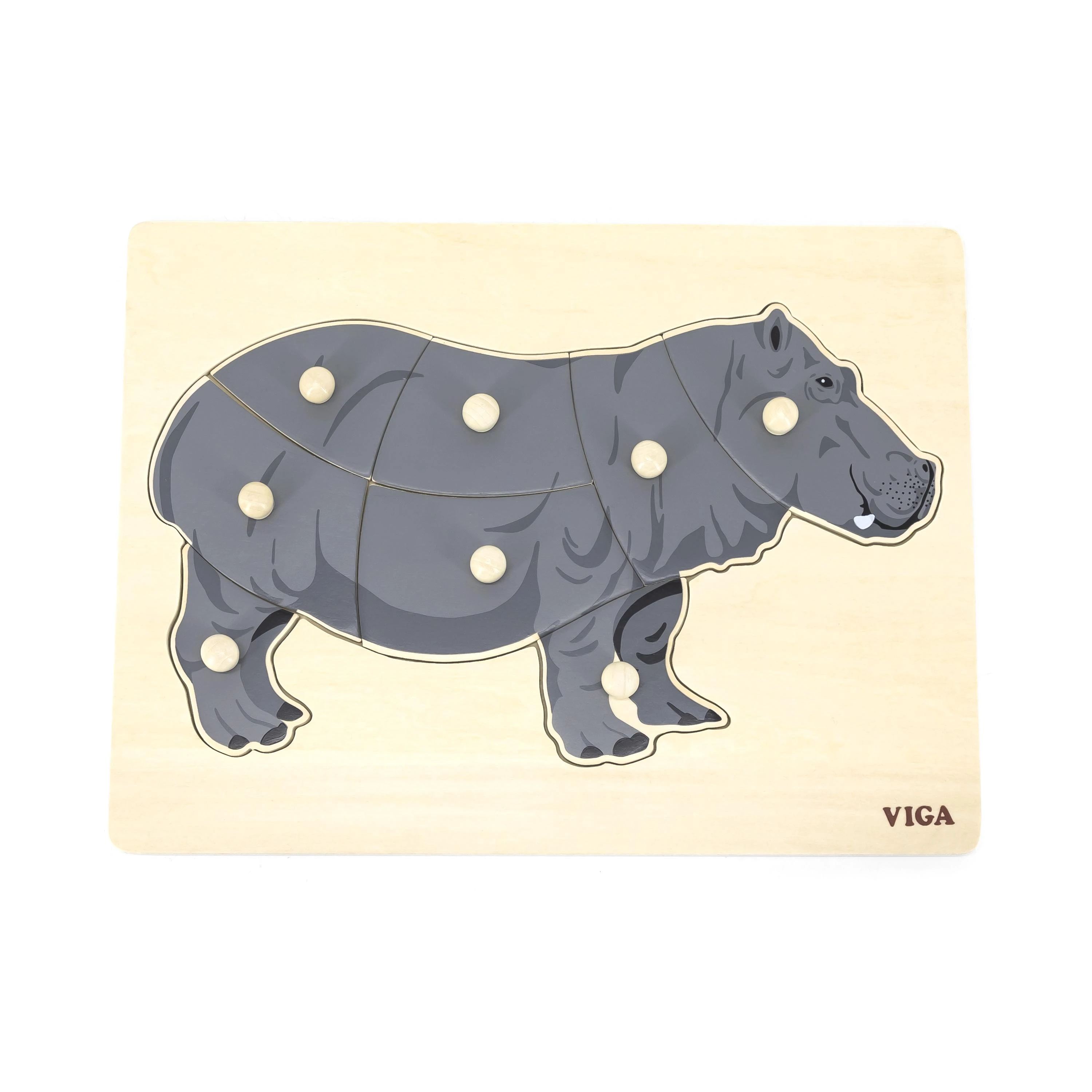 Viga medinis montessori hippo dėlionė su Pinski