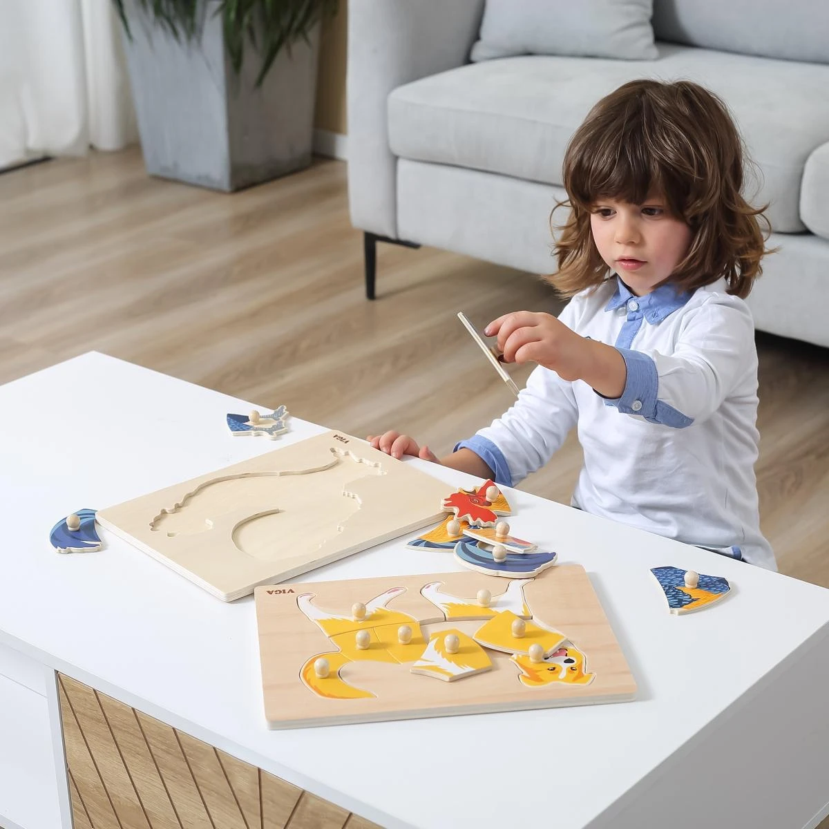 VIGA Medinis Dėlionė Montessori Kiaušiniai su Smeigtukais