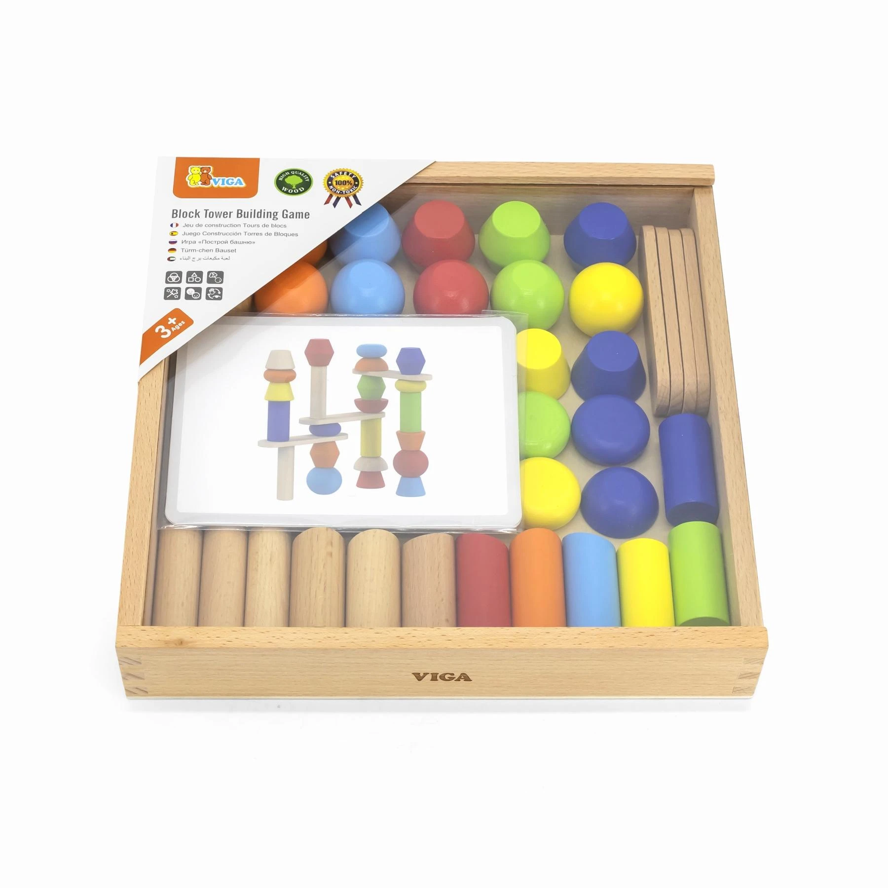 Viga Vigos mediniai geometriniai blokai Dėlionė 52 EL.