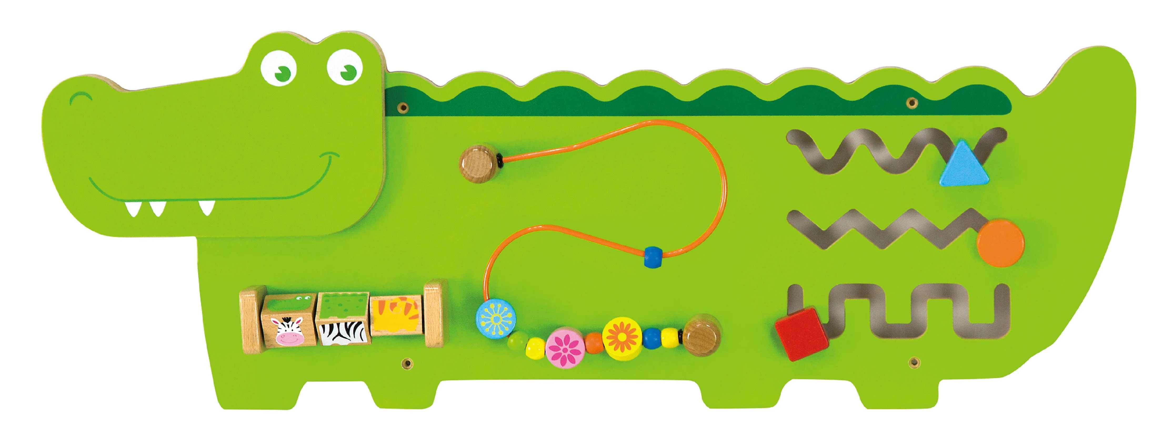 Viga Toys Medinė Edukacinė Lenta Krokodilas Sensoryinė