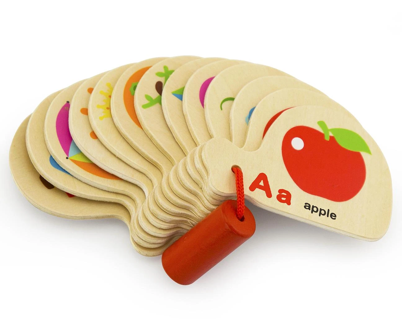 Viga medinė brošiūra abėcėlei ir anglų kalba Montessori