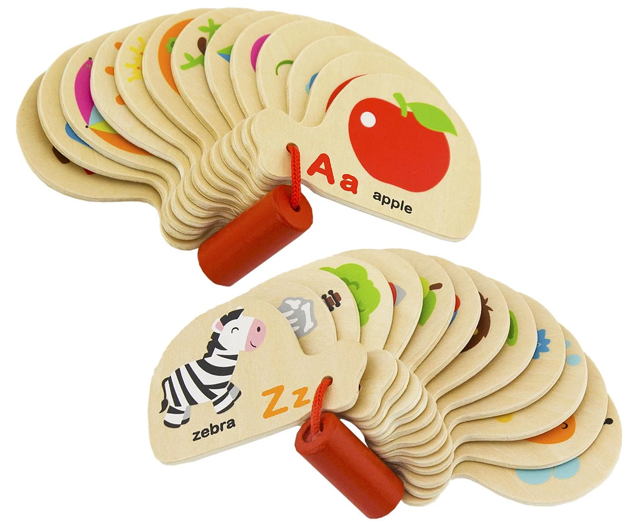 Viga medinė brošiūra abėcėlei ir anglų kalba Montessori