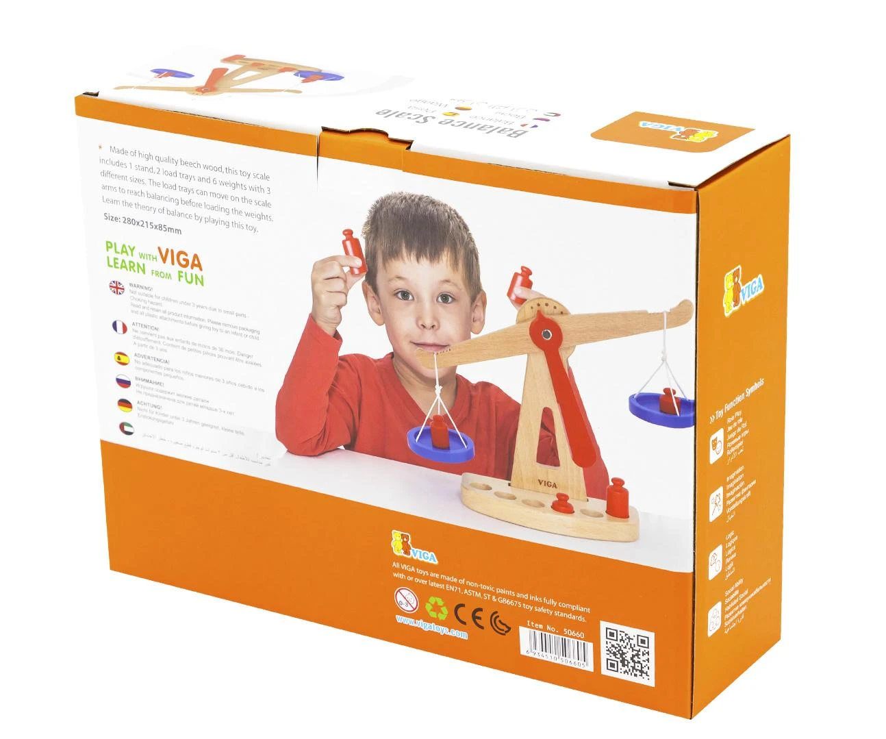 Eitech Viga Toys Medinė parduotuvės svarstyklė | Su 6 svoriais