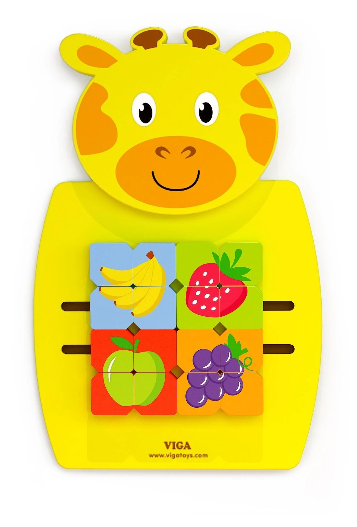 Viga Toys Medinė Sensoryinė Manipuliacinė Lentelė Žirafa su Dėlionėmis