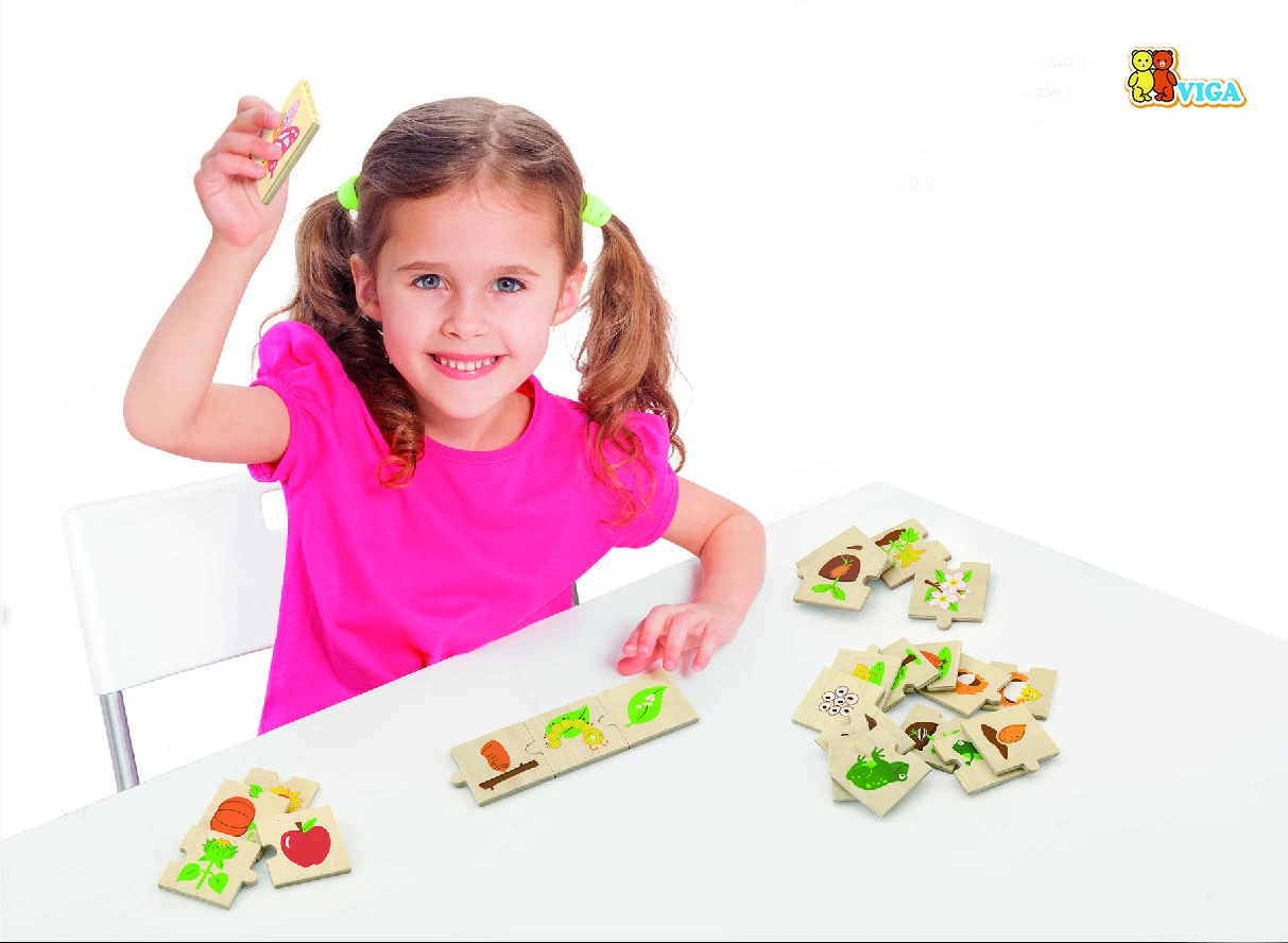 Viga Toys Medinės Dėlionės Augantys Gyvūnai ir Augalai