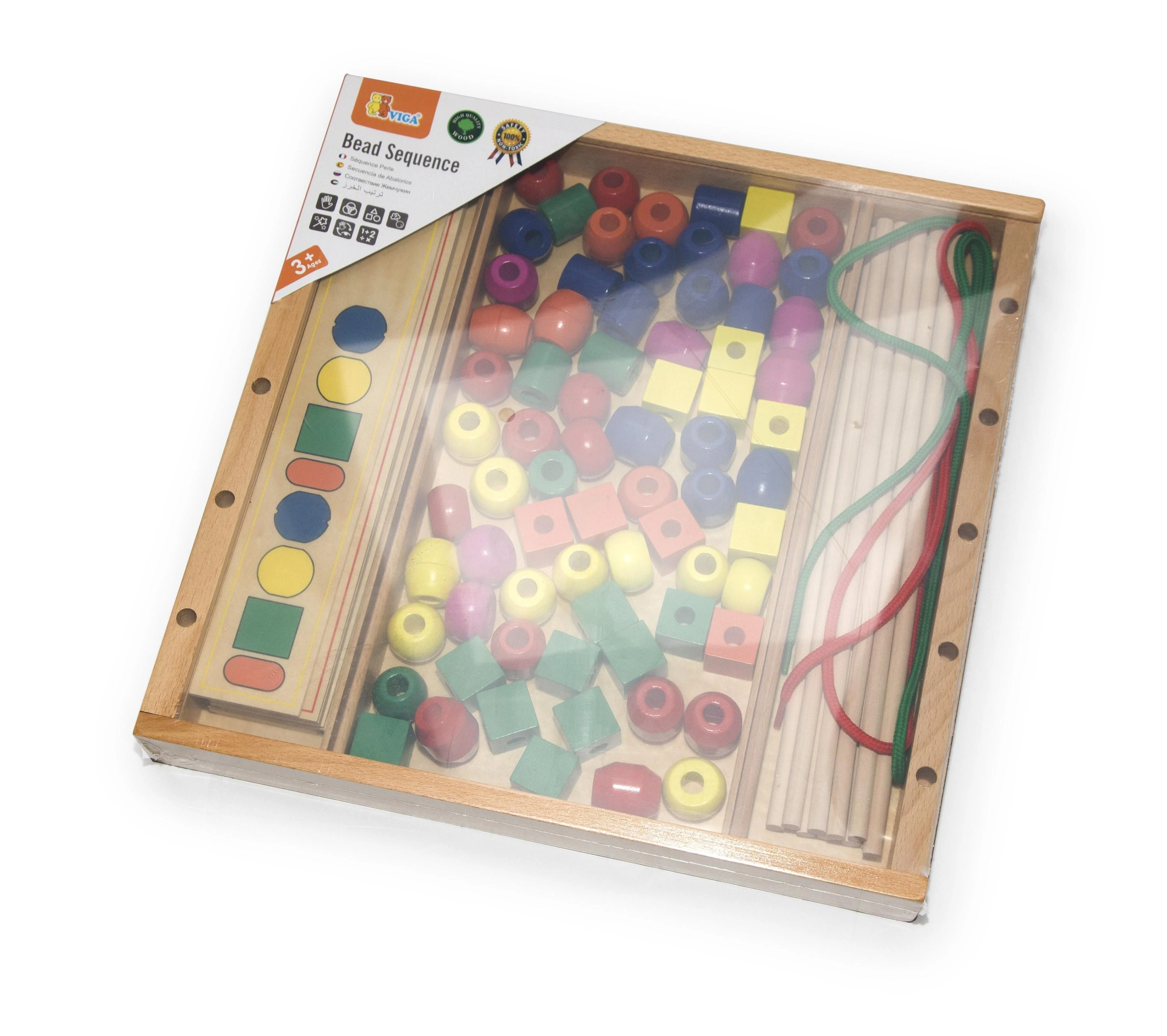 Viga medinis edinis žaidimas loginis karoliukai 104 Montessori elementai