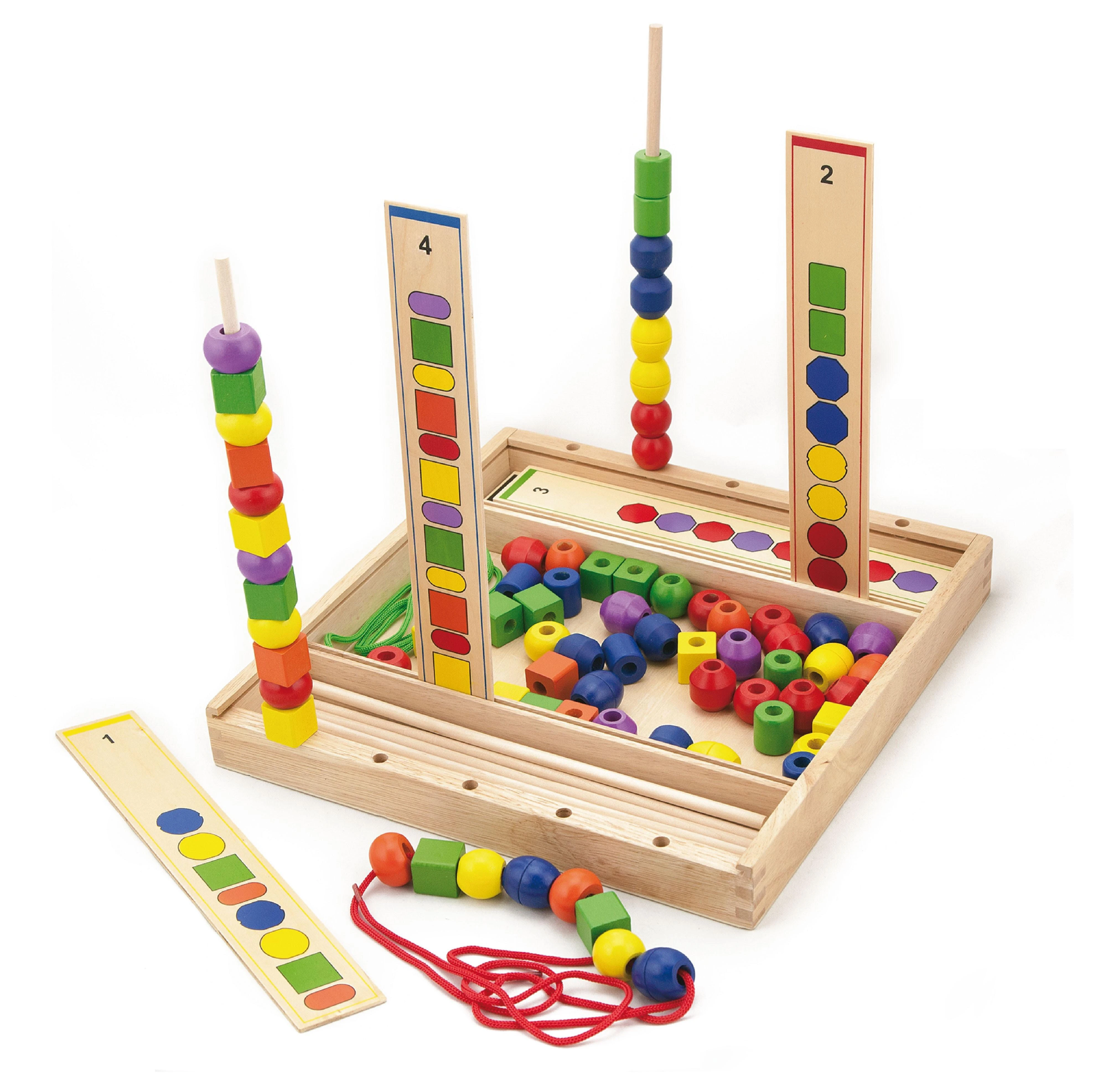 Viga medinis edinis žaidimas loginis karoliukai 104 Montessori elementai