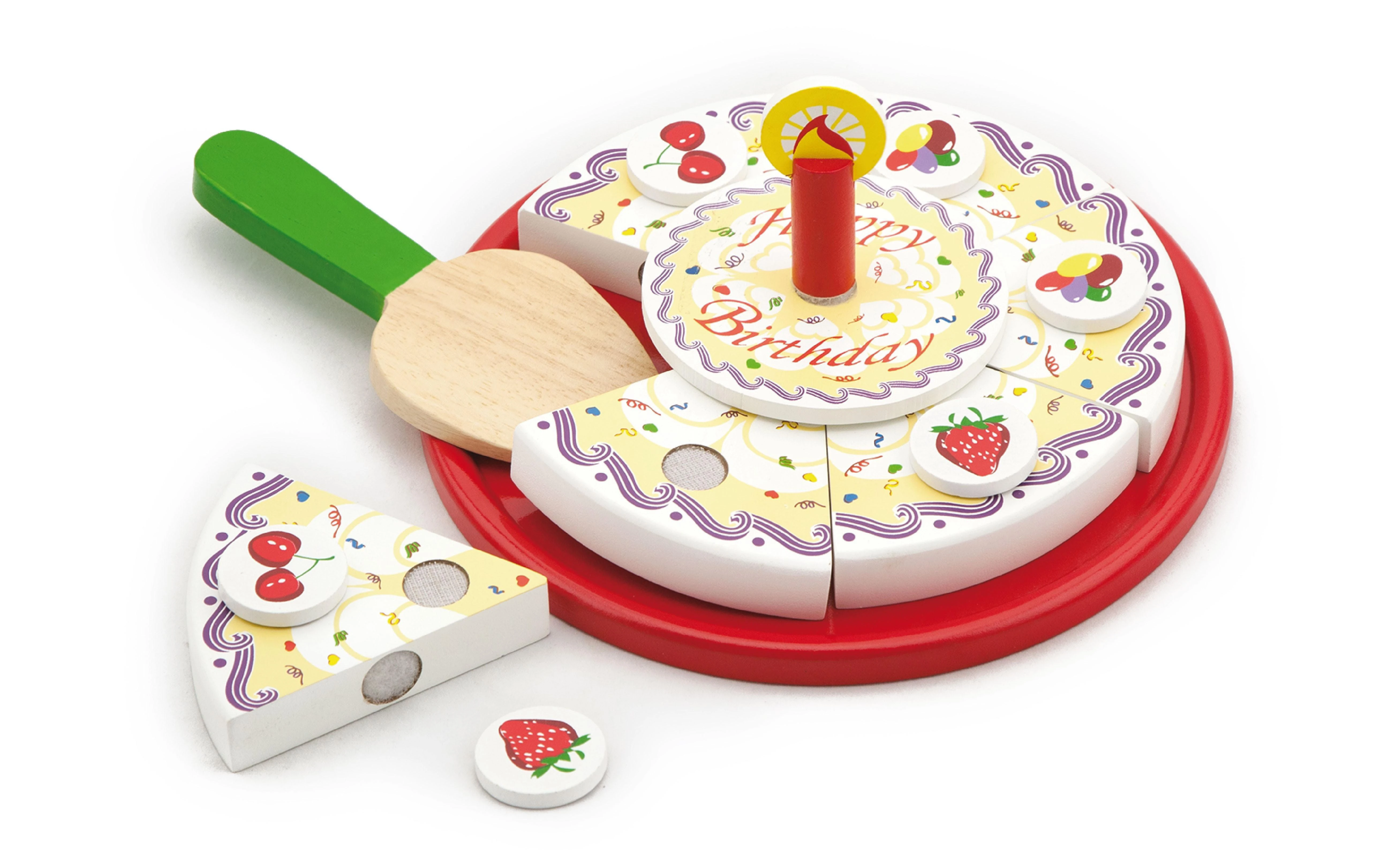 Gimtadienio tortas medinis pjaustymo rinkinys „Viga“ žaislai