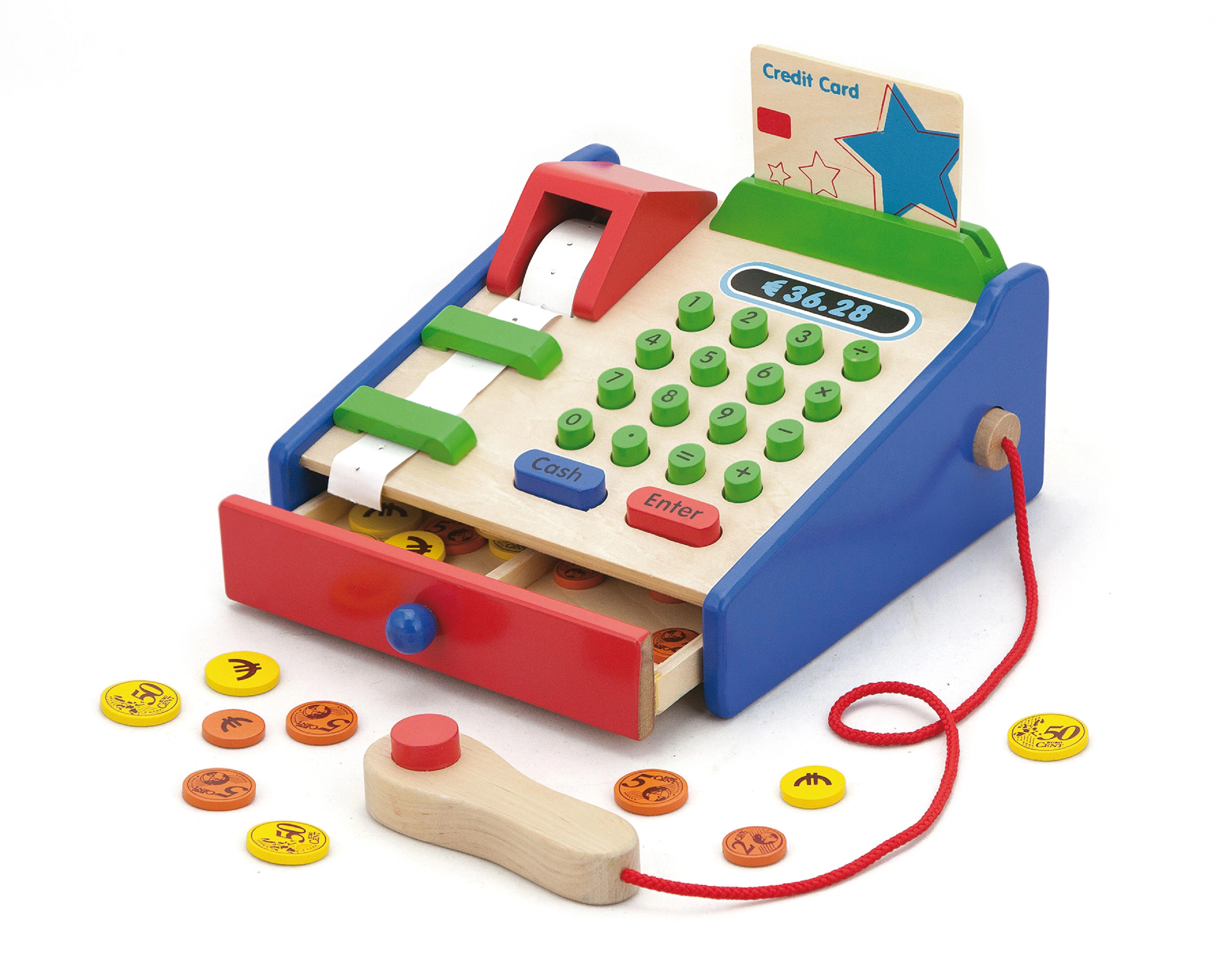 Medinių parduotuvių kasos su aksesuarais skaitytuvas „Viga Toys Montessori“