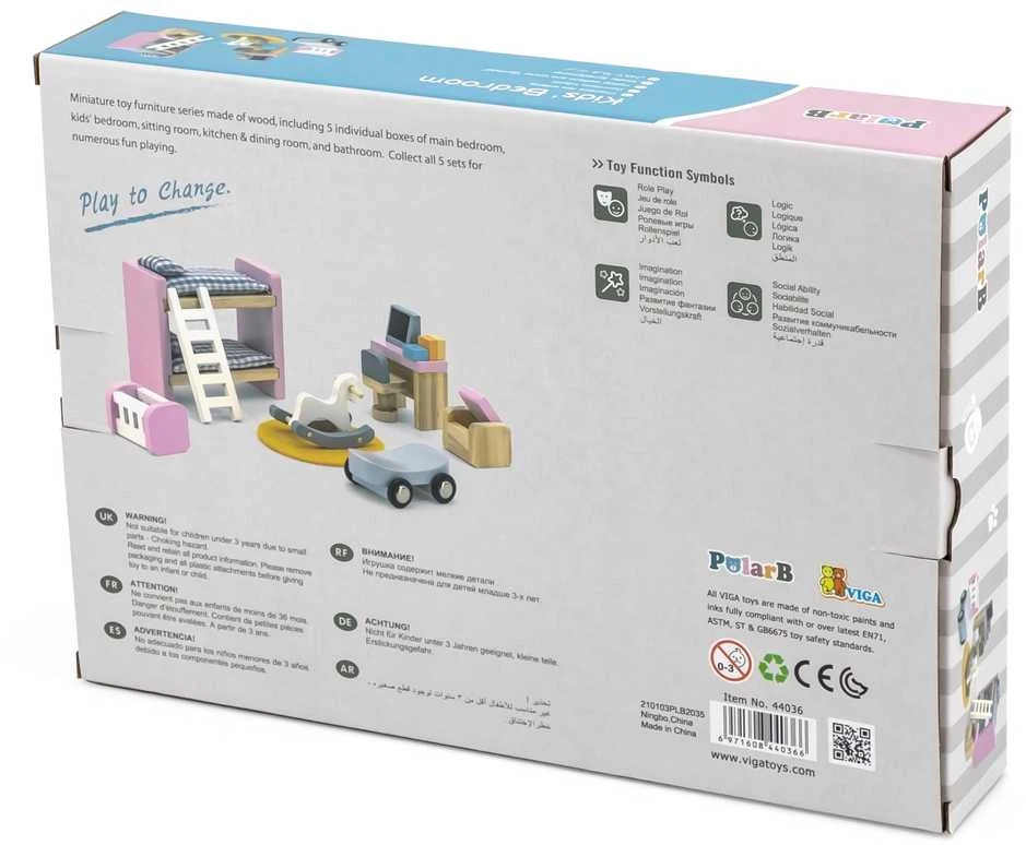 Viga Toys „Viga Polarb“ baldų rinkinys lėlių namams vaikams