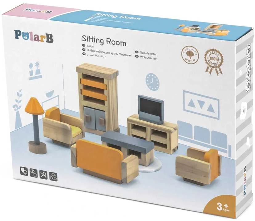 Viga Toys „Viga Polarb“ baldų rinkinys „Dollhouse“ salonui