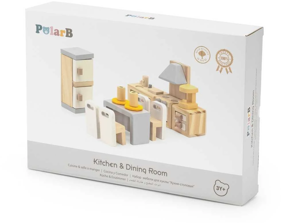 Viga Toys „Viga Polarb“ baldų rinkinys „Dollhouse“ virtuvės valgomajam