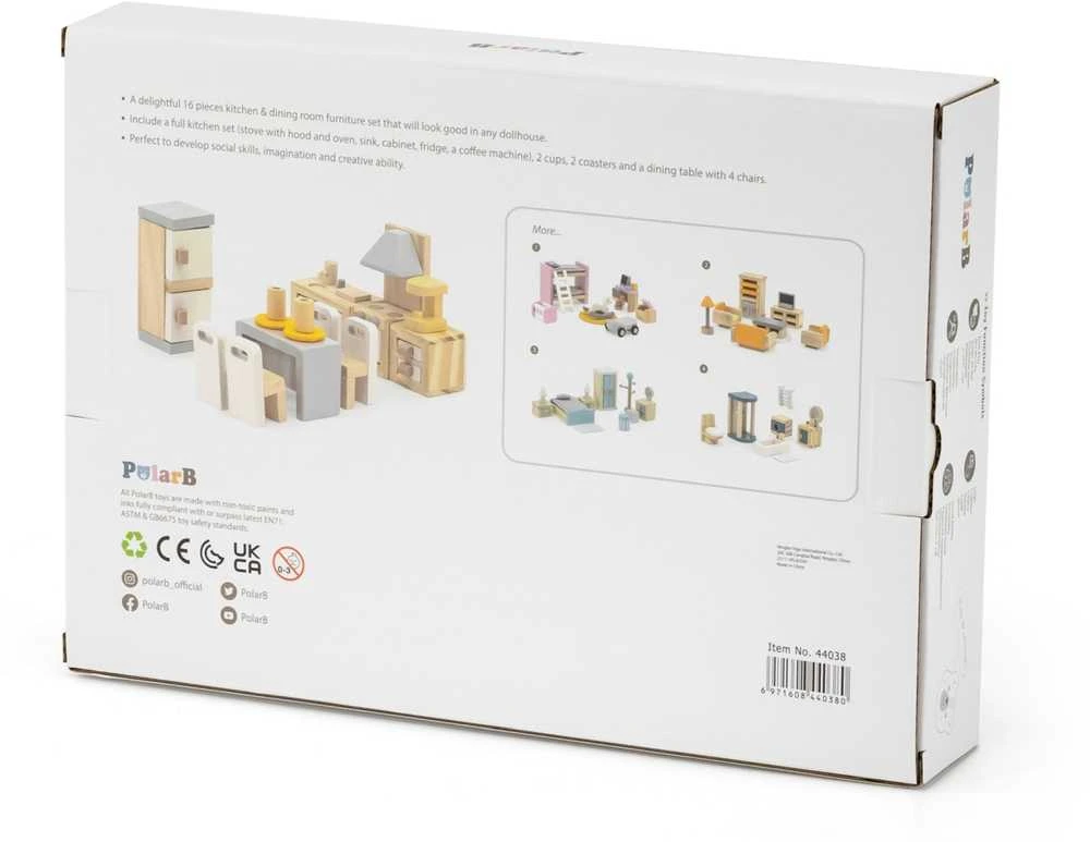 Viga Toys „Viga Polarb“ baldų rinkinys „Dollhouse“ virtuvės valgomajam