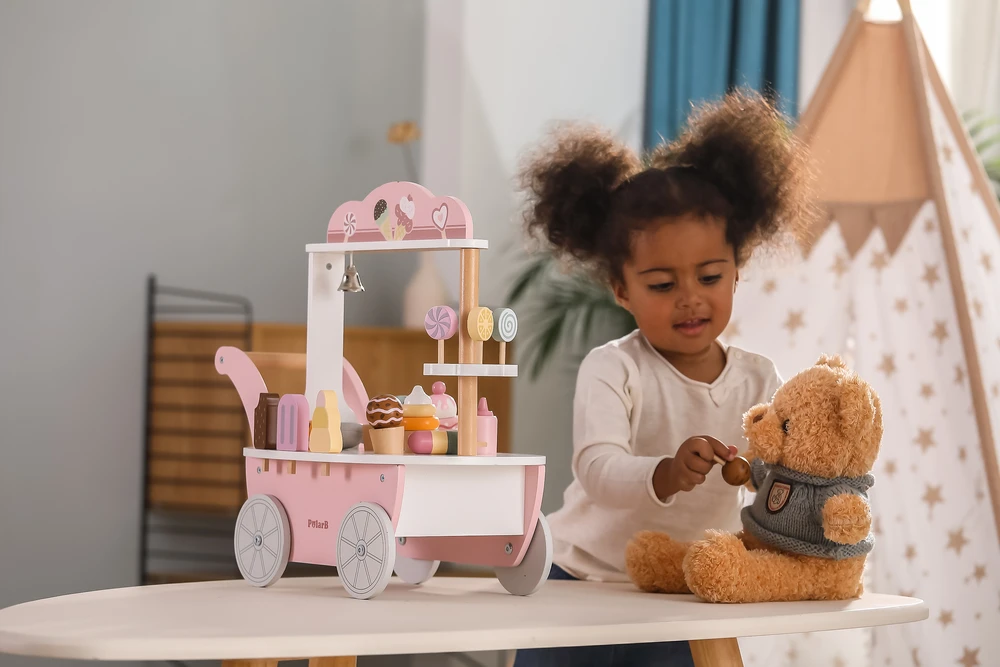 Viga Toys VIGA Cukraninė Lodziarnia 3w1 - Pasiruošęs žaisti su saldumynais