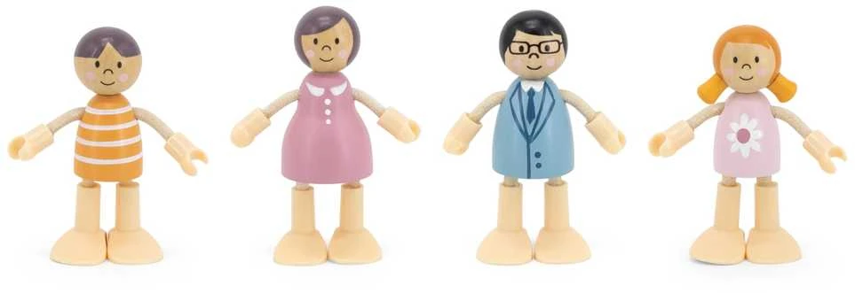 Viga Toys VIGA Medinės Lėlės Šeima 4 Figūros