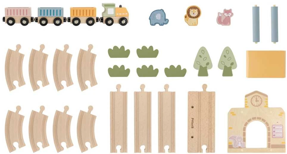 Viga Toys PolarB Medinis Geležinkelio Rinkinys 30 vnt.