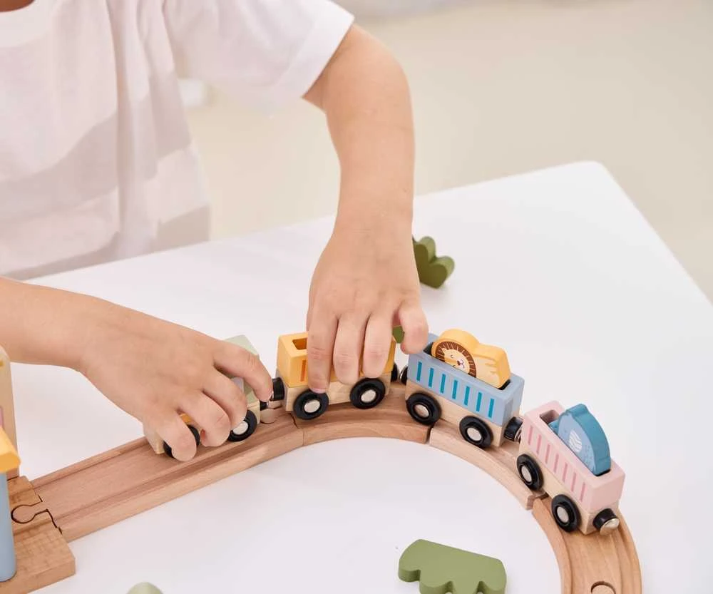 Viga Toys PolarB Medinis Geležinkelio Rinkinys 30 vnt.